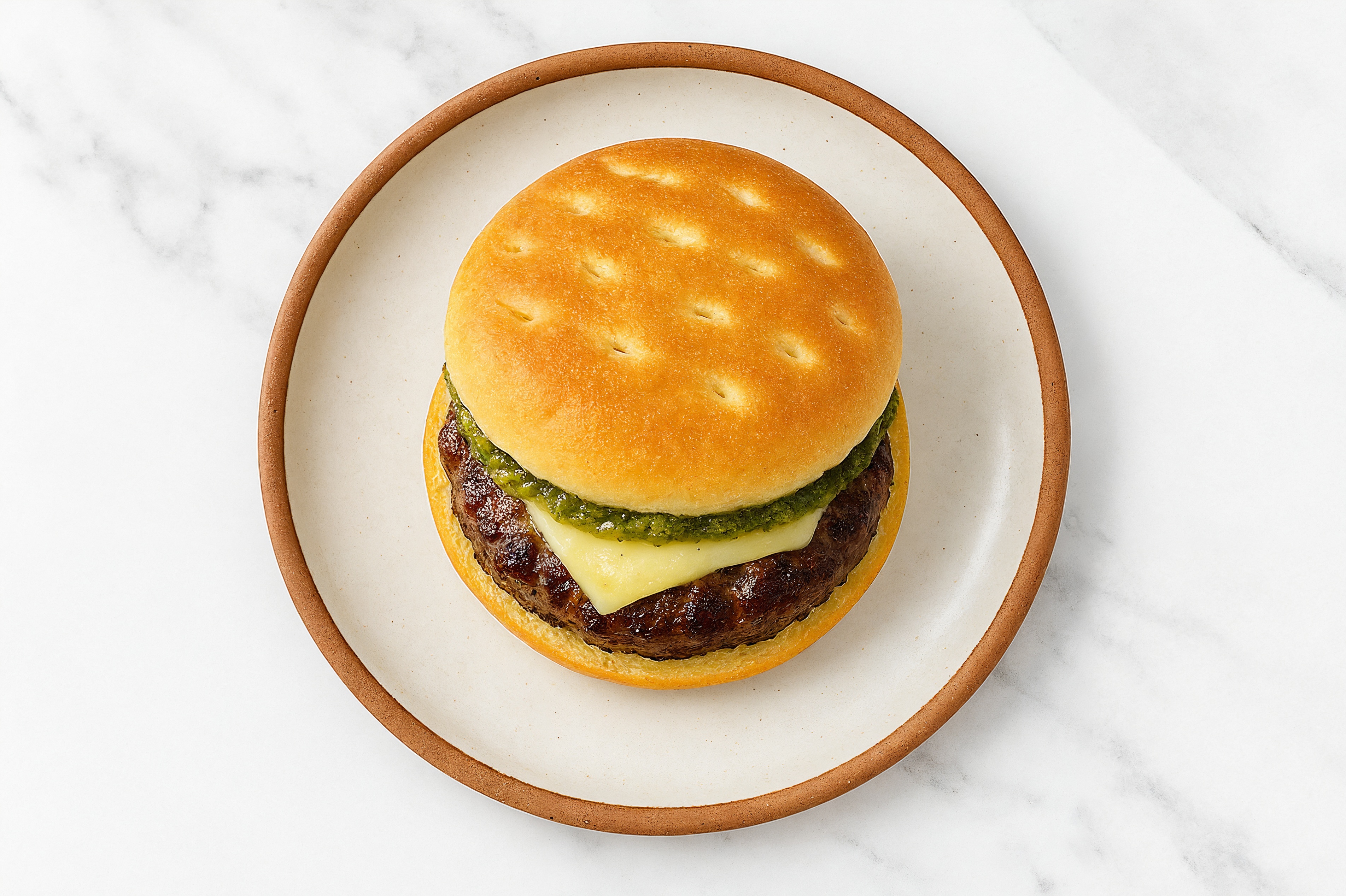 Lamb Burger on Brioche with Pesto & Havarti