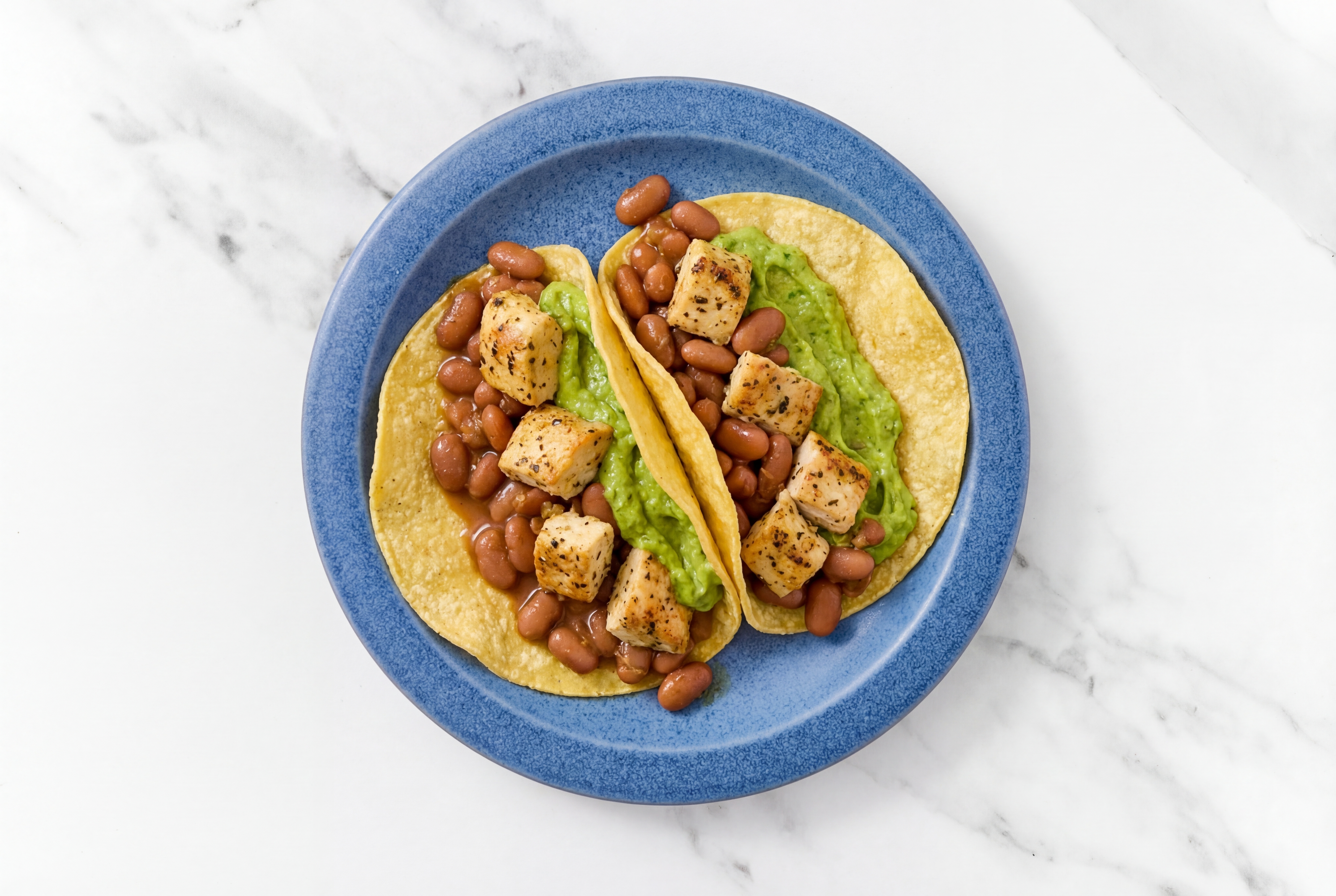 Herby Garlic Chicken Tacos with Avocado & Pinto Beans