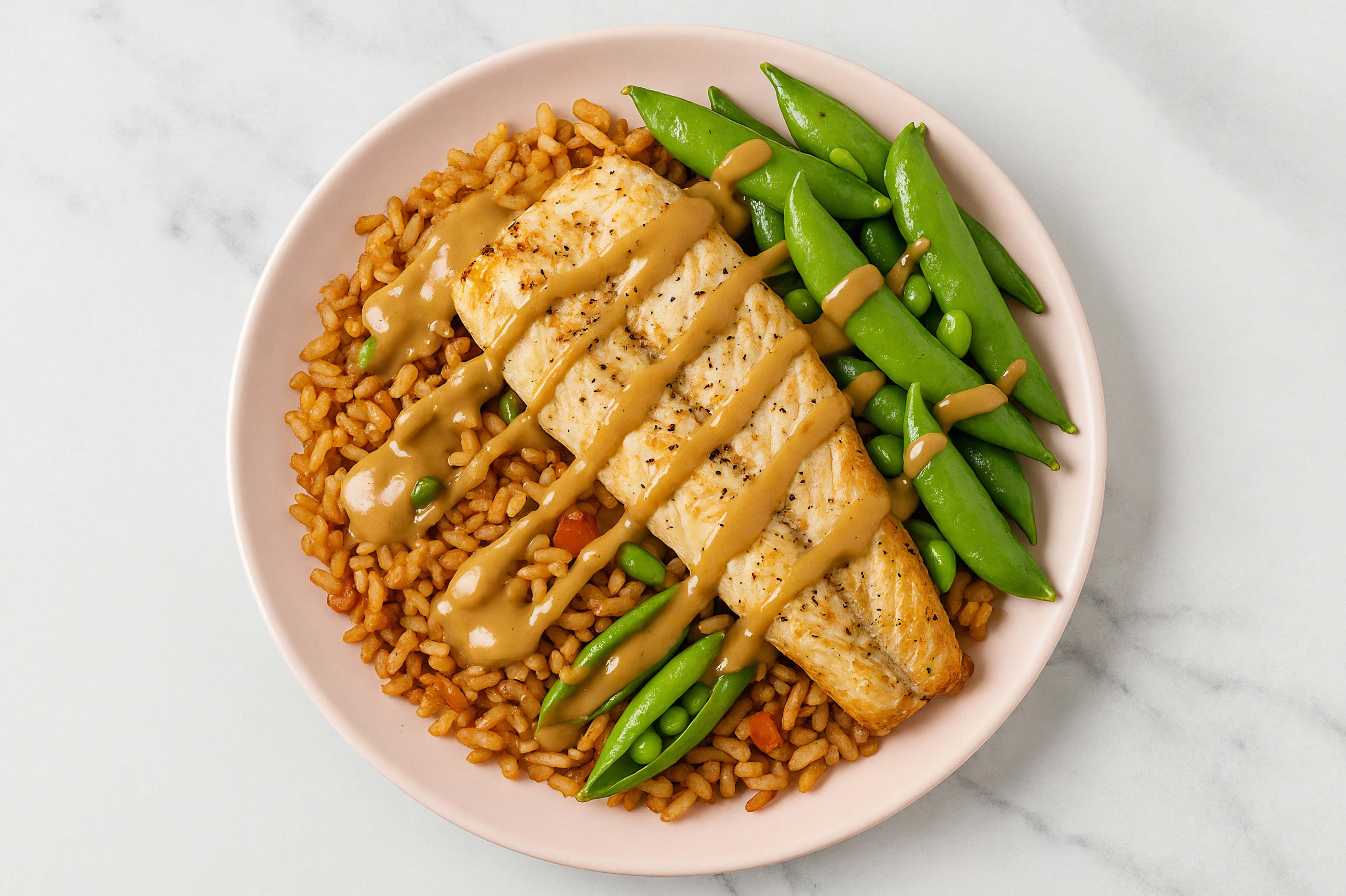 Thai Trout + Brown Rice Bowl with Snap Peas
