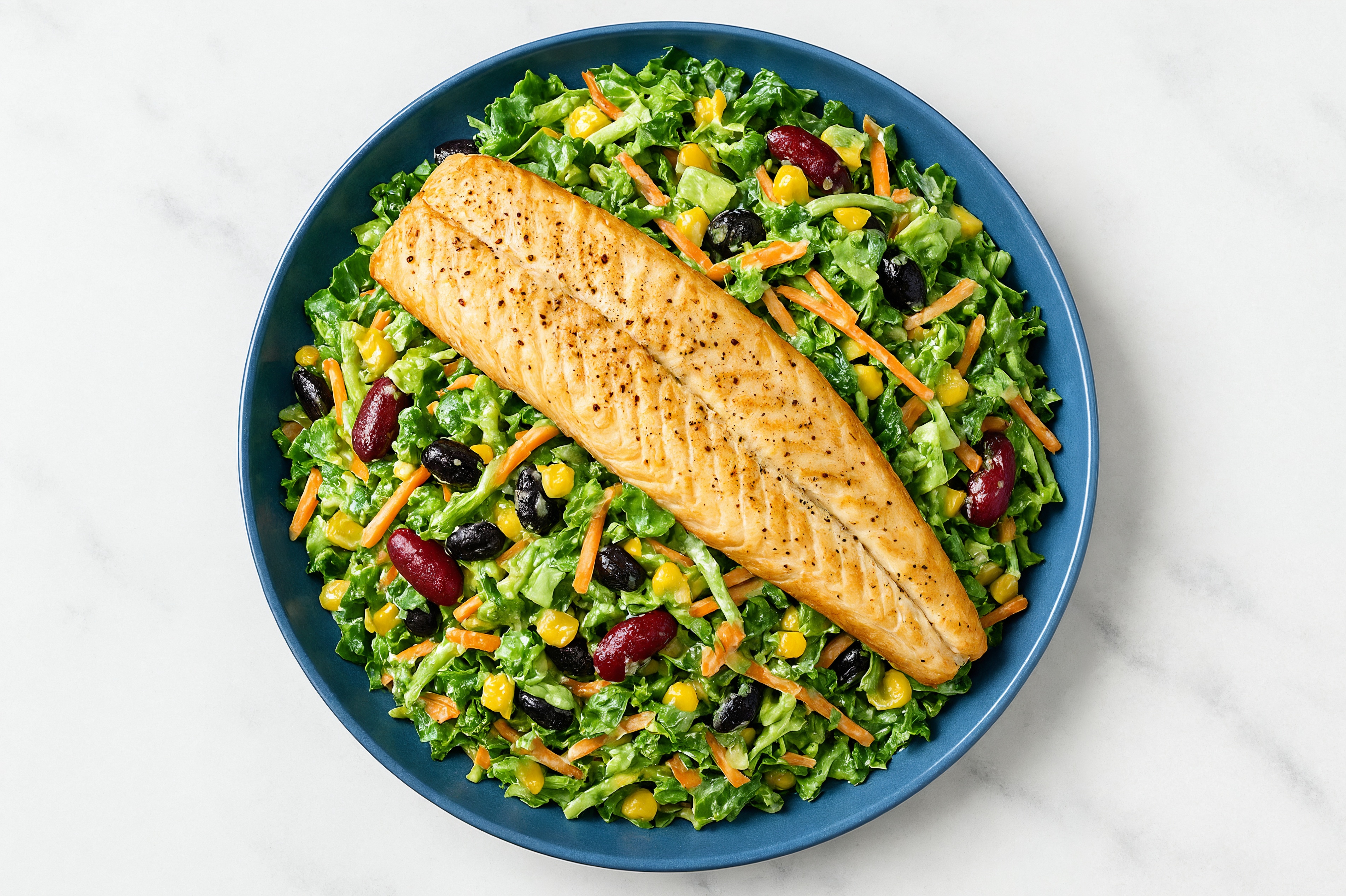 Superblend Salad with Trout, Beans & Green Goddess Dressing