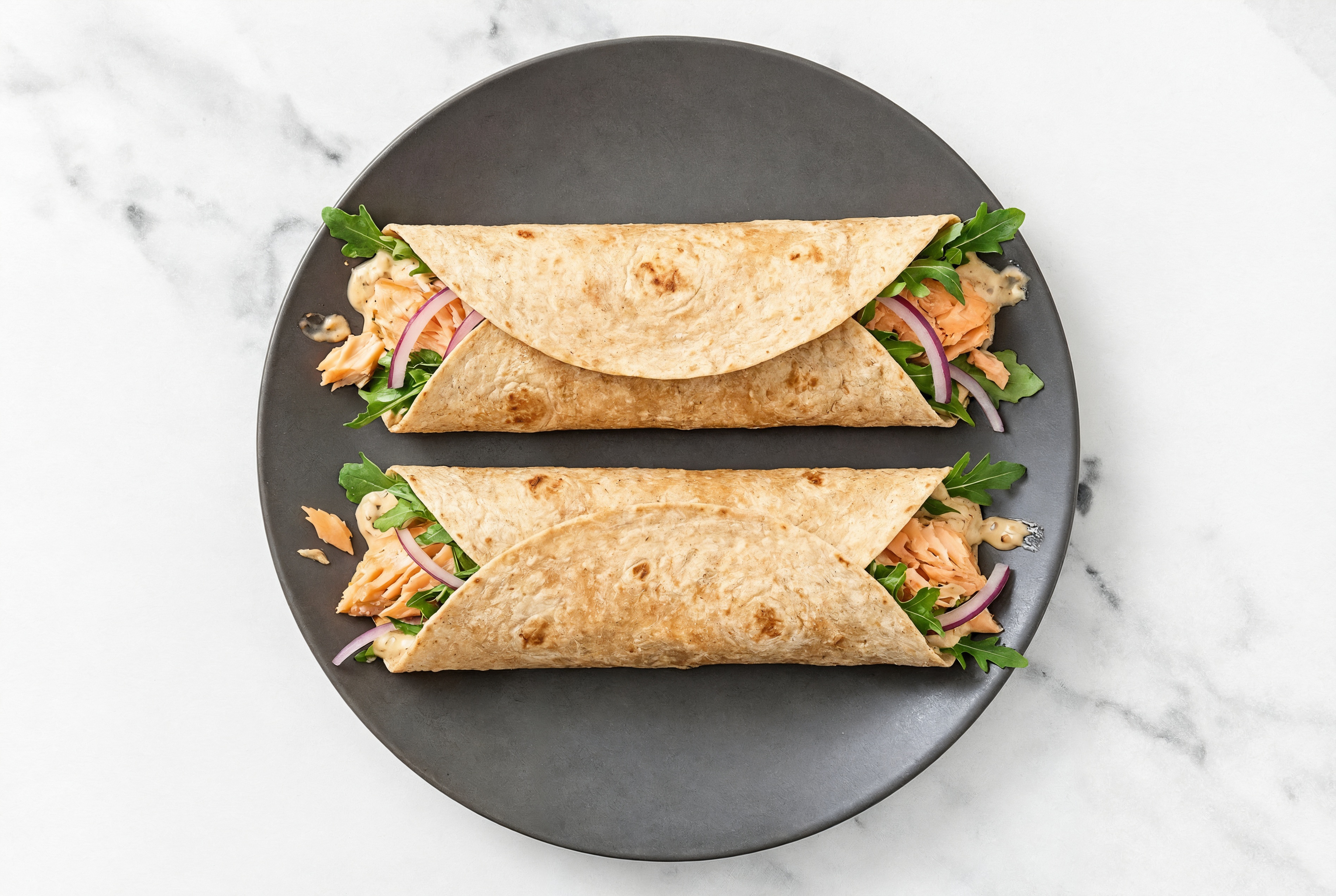 Hearty French Onion Grilled Salmon Wrap