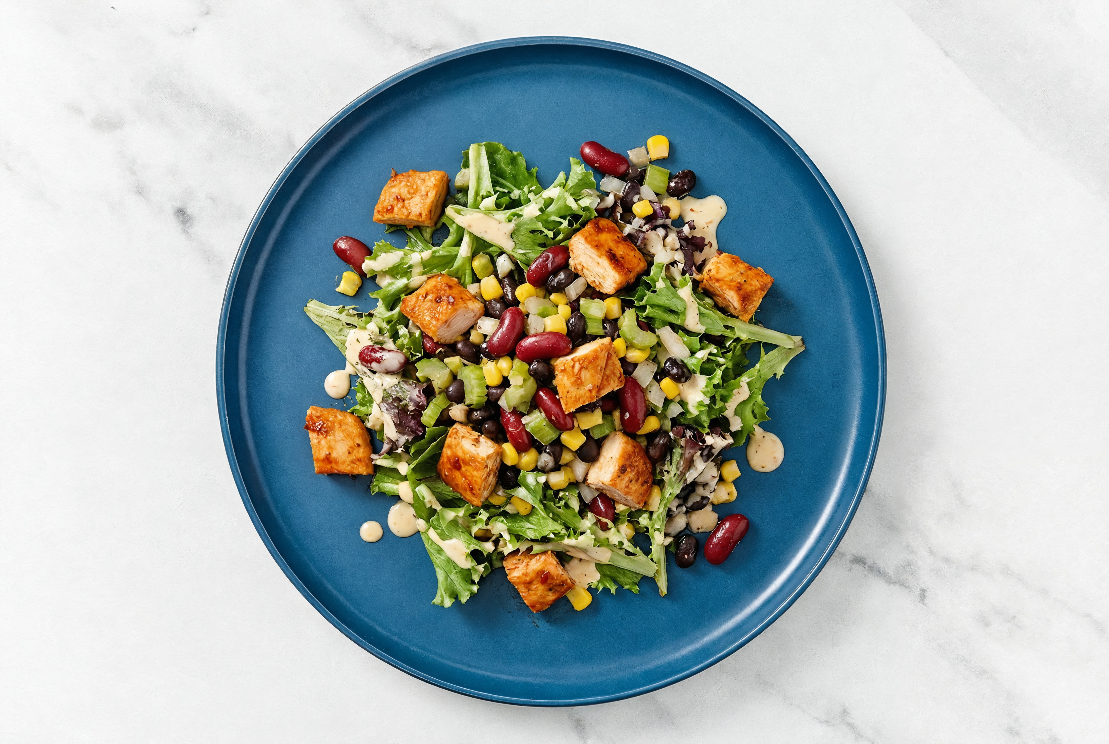 Buffalo Ranch Spring Mix Salad with Chicken Breast & Black Beans