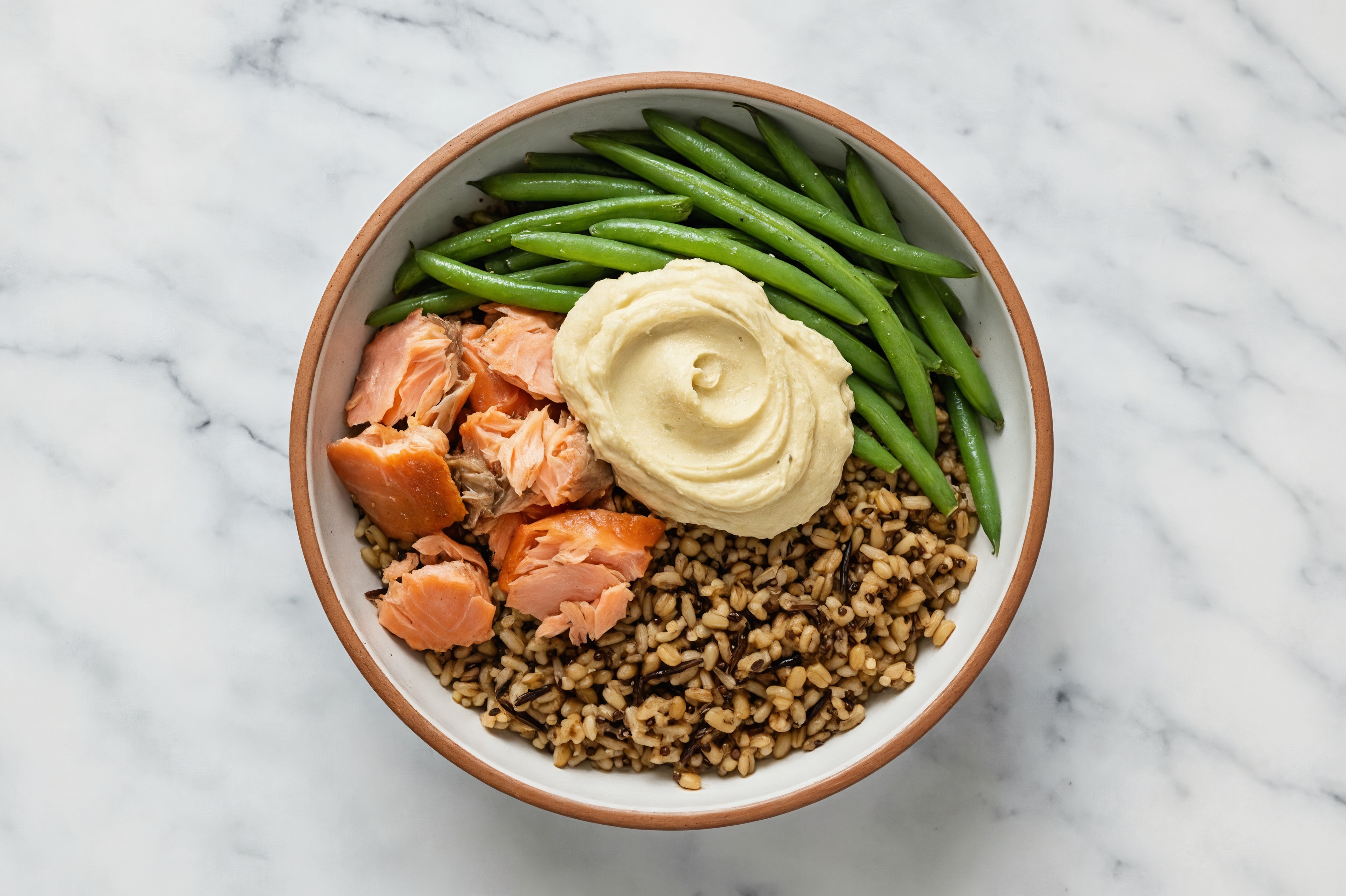 Smoked Salmon Seven Grain Bowl with Dill Hummus & Green Beans