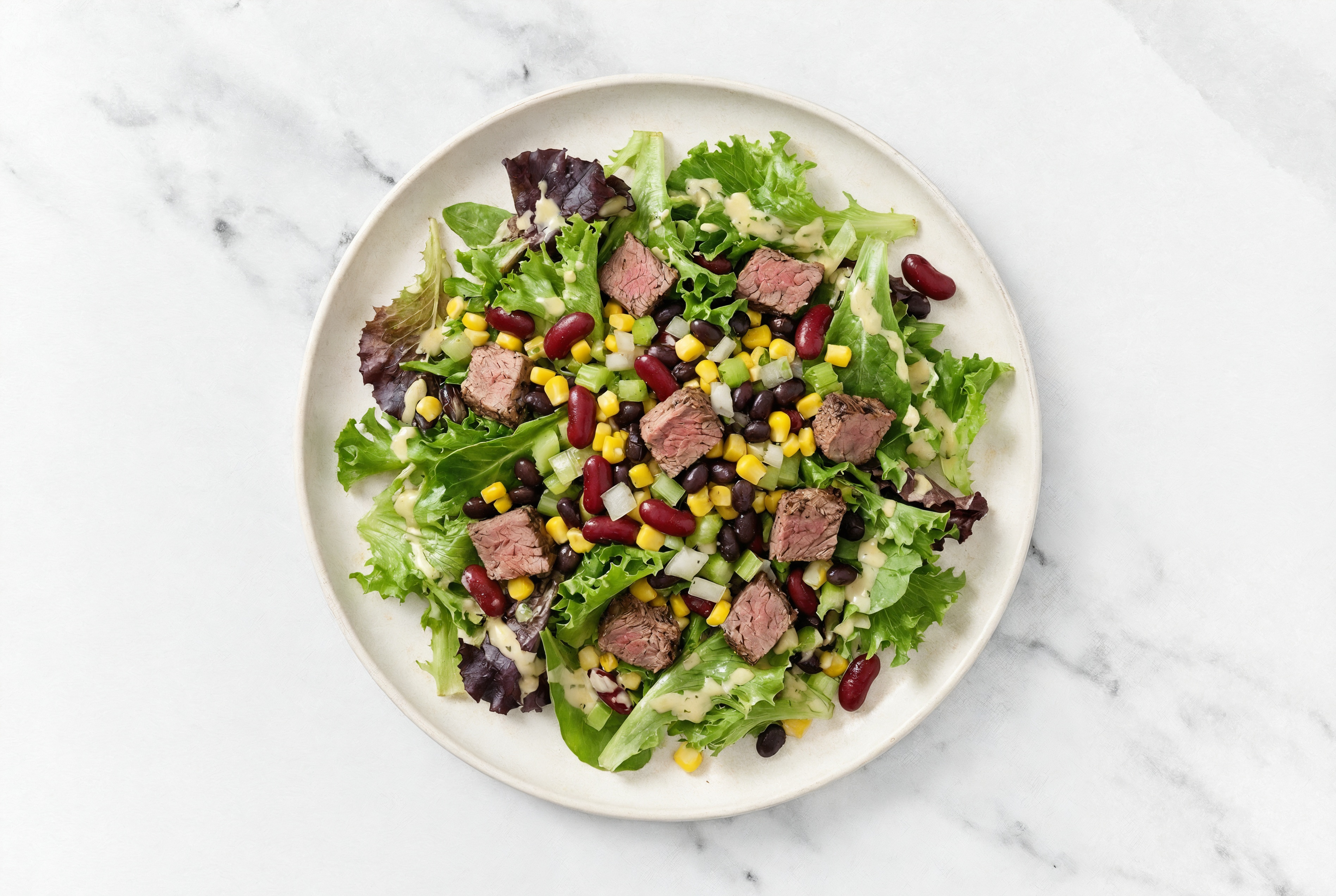 Tahini Spring Mix Salad with Roast Beef & Black Beans