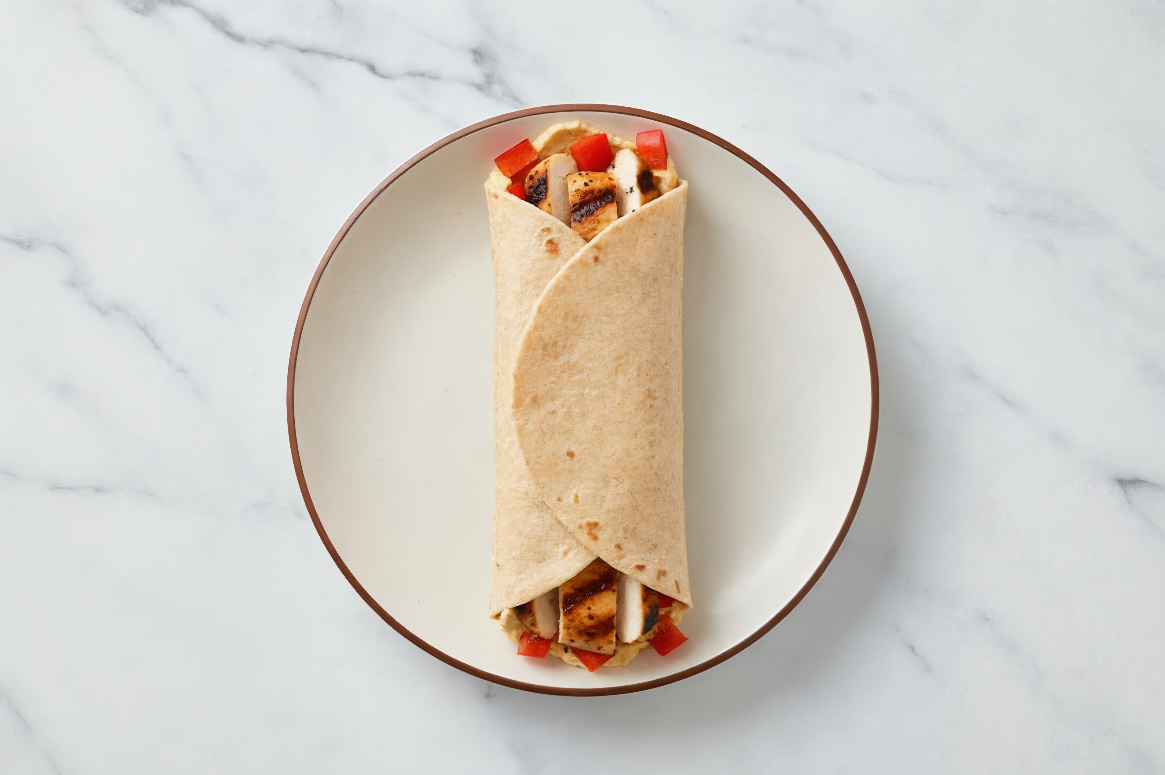 Grilled Seasoned Chicken Breast + Lemon Garlic Hummus Wrap