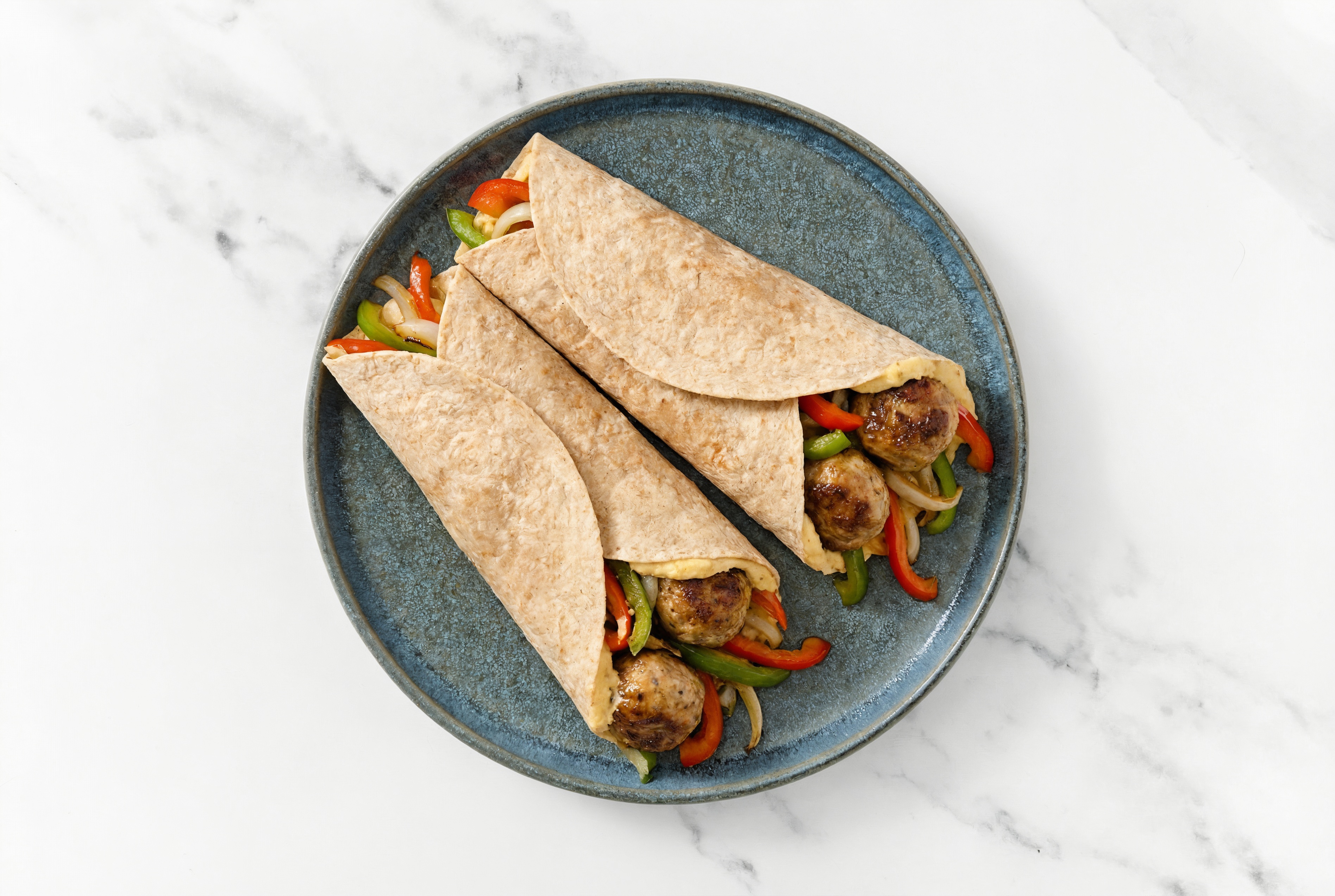 Whole Grain French Onion Hummus Meatball Wrap