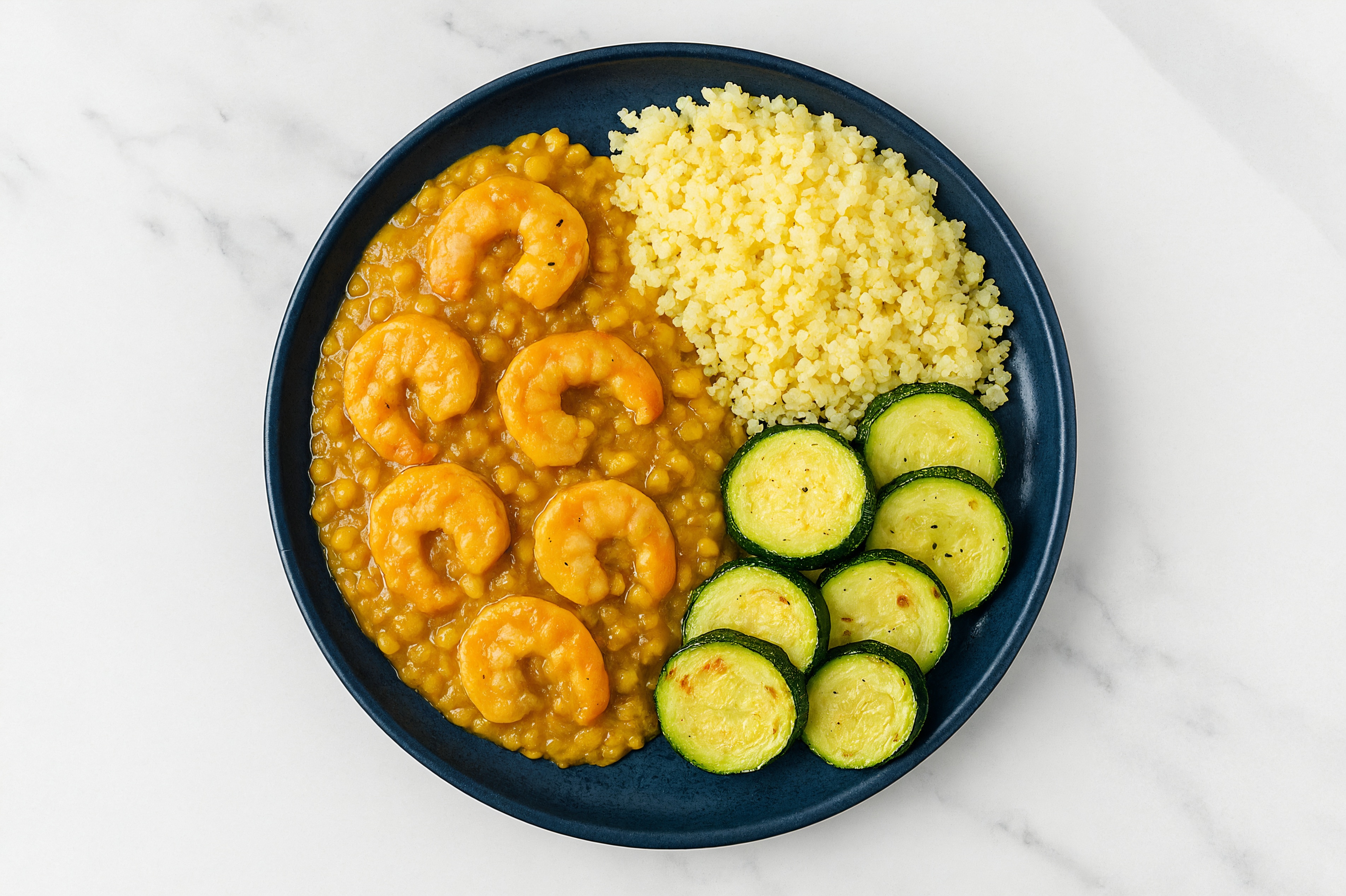 Spiced Shrimp + Lentil Everyday Dal Yellow Lentils Grain Bowl
