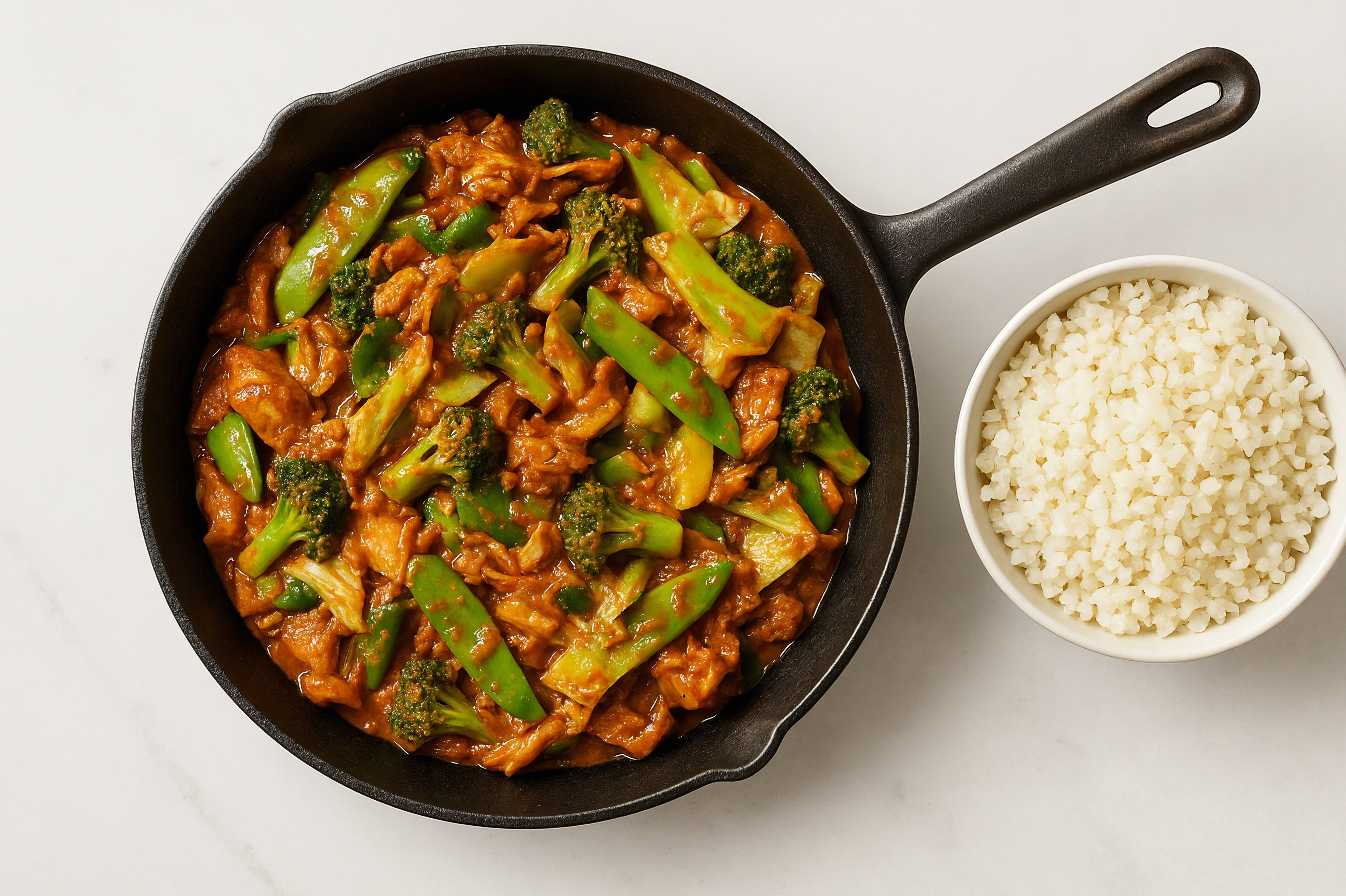 Tikka Masala Pork Stir-Fry with Bok Choy over Riced Cauliflower