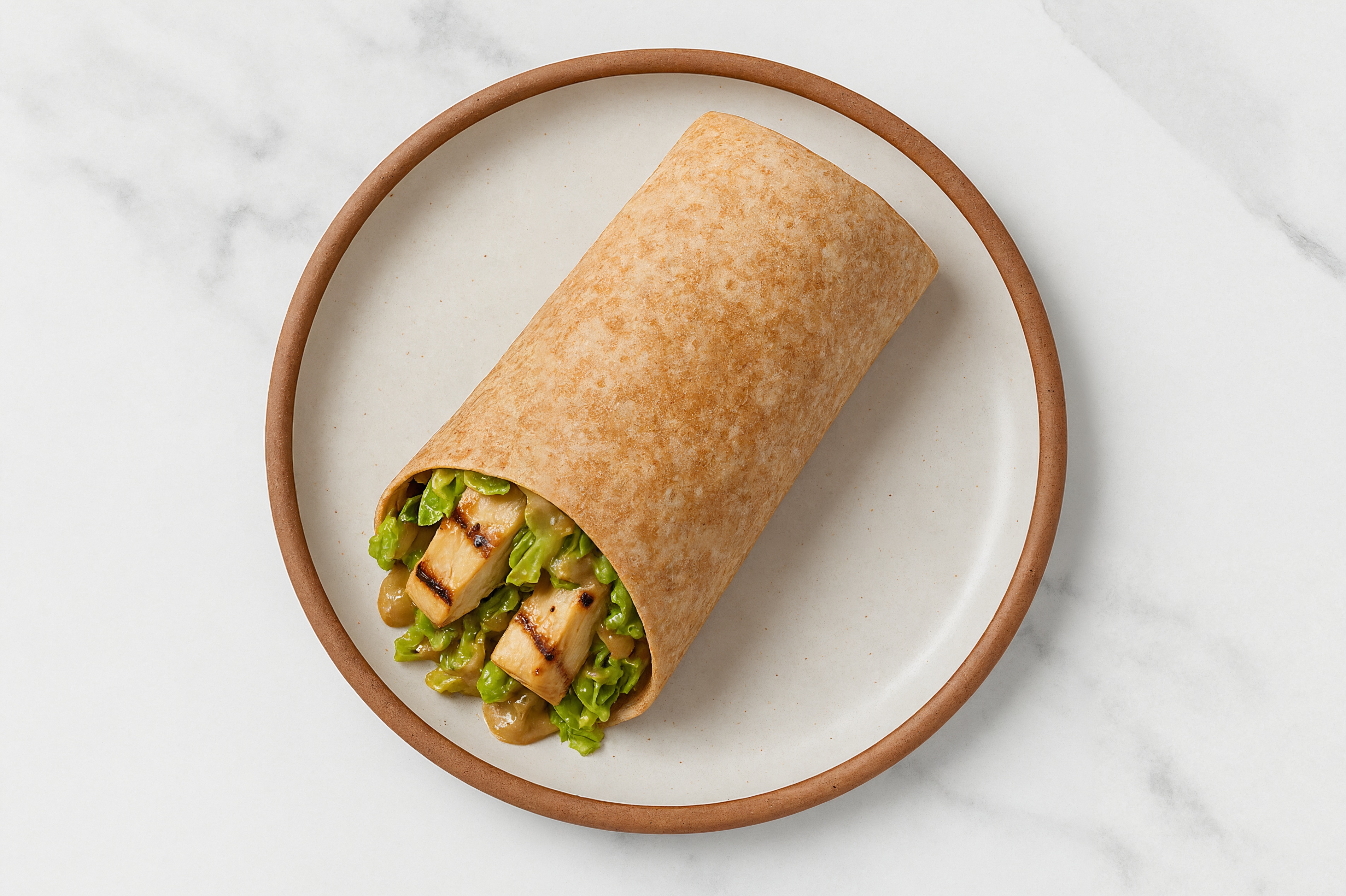 Whole Grain Peanut Chicken + Shaved Brussels Wrap