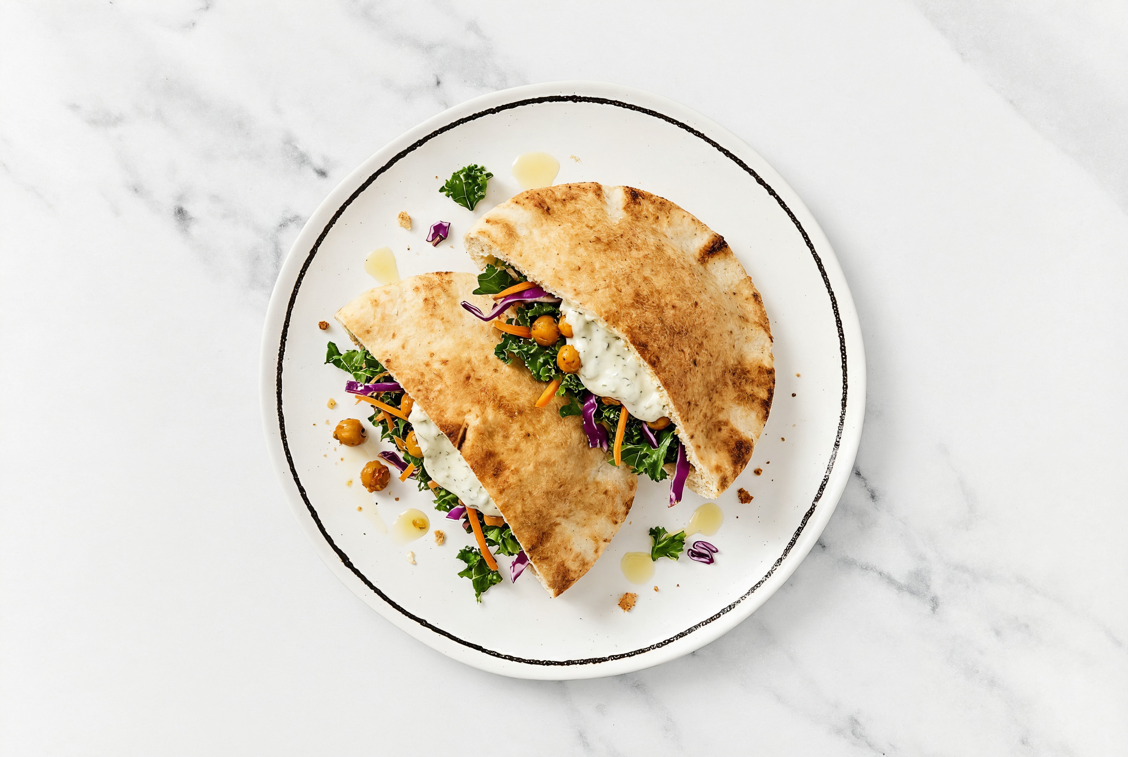 Dairy-Free Tzatziki + Crispy Chickpea Traditional Pita Pocket