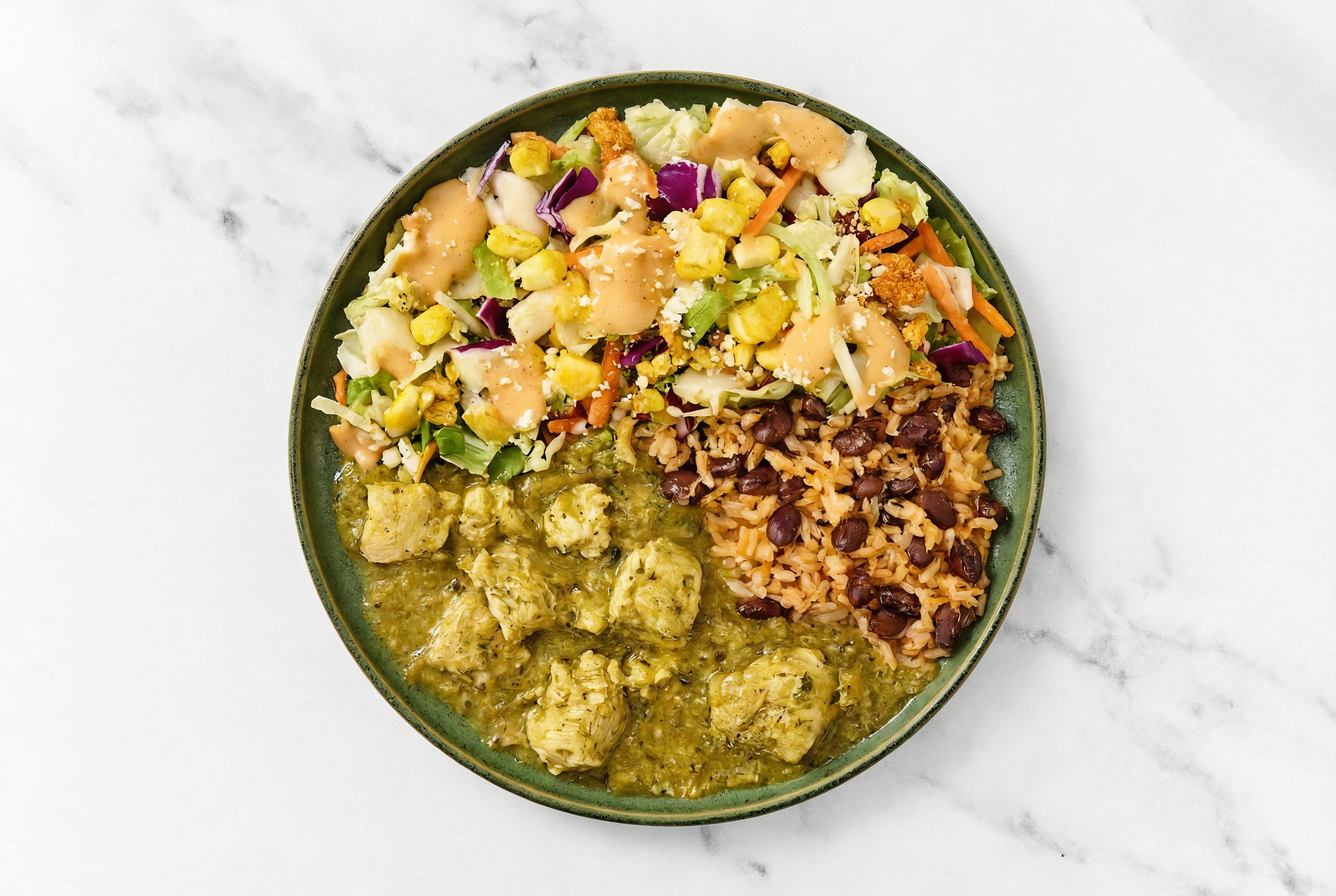 5-Minute Chicken Chile Verde + Street Corn Salad