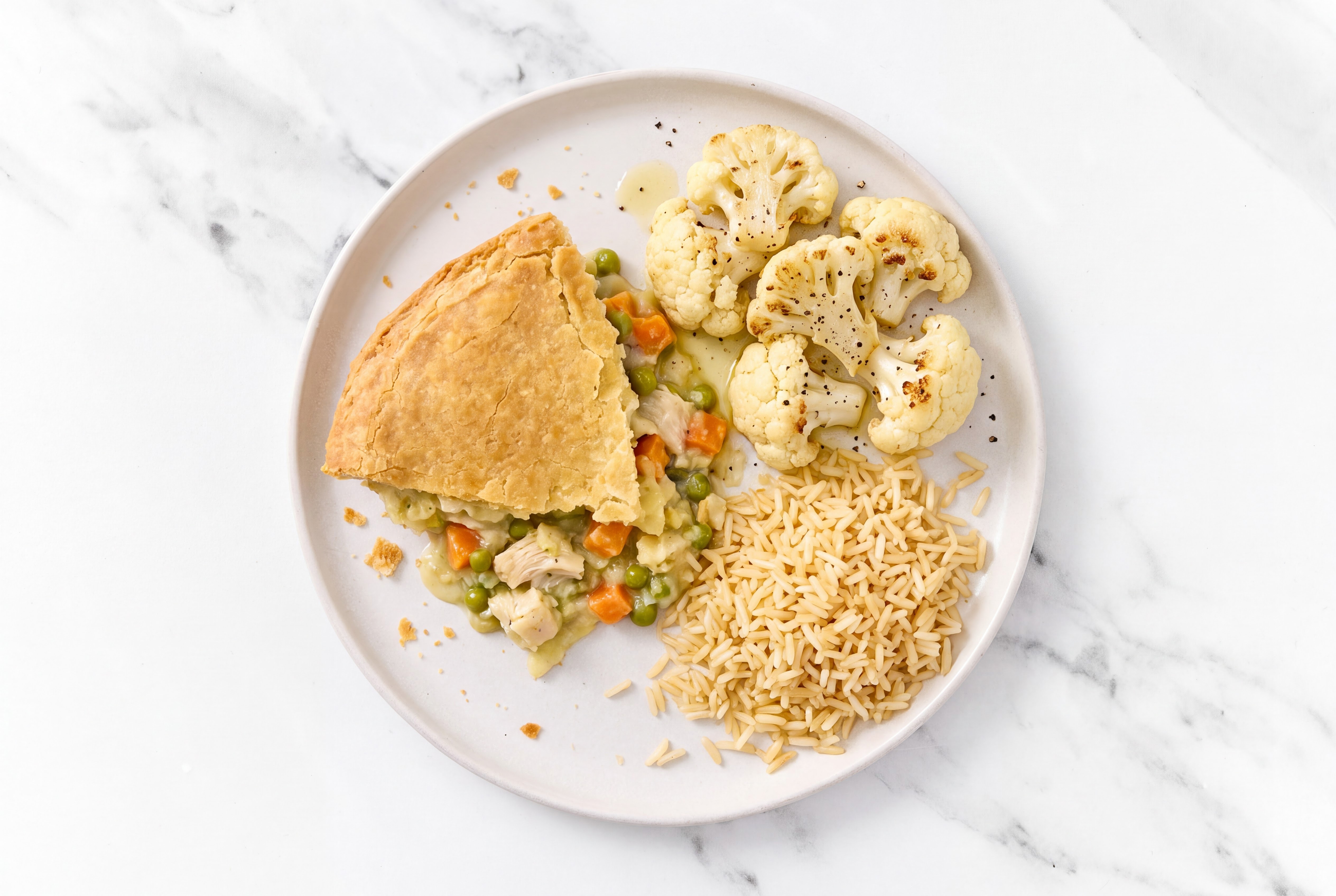 Chicken Pot Pie with Cauliflower Florets & Bone Broth Rice