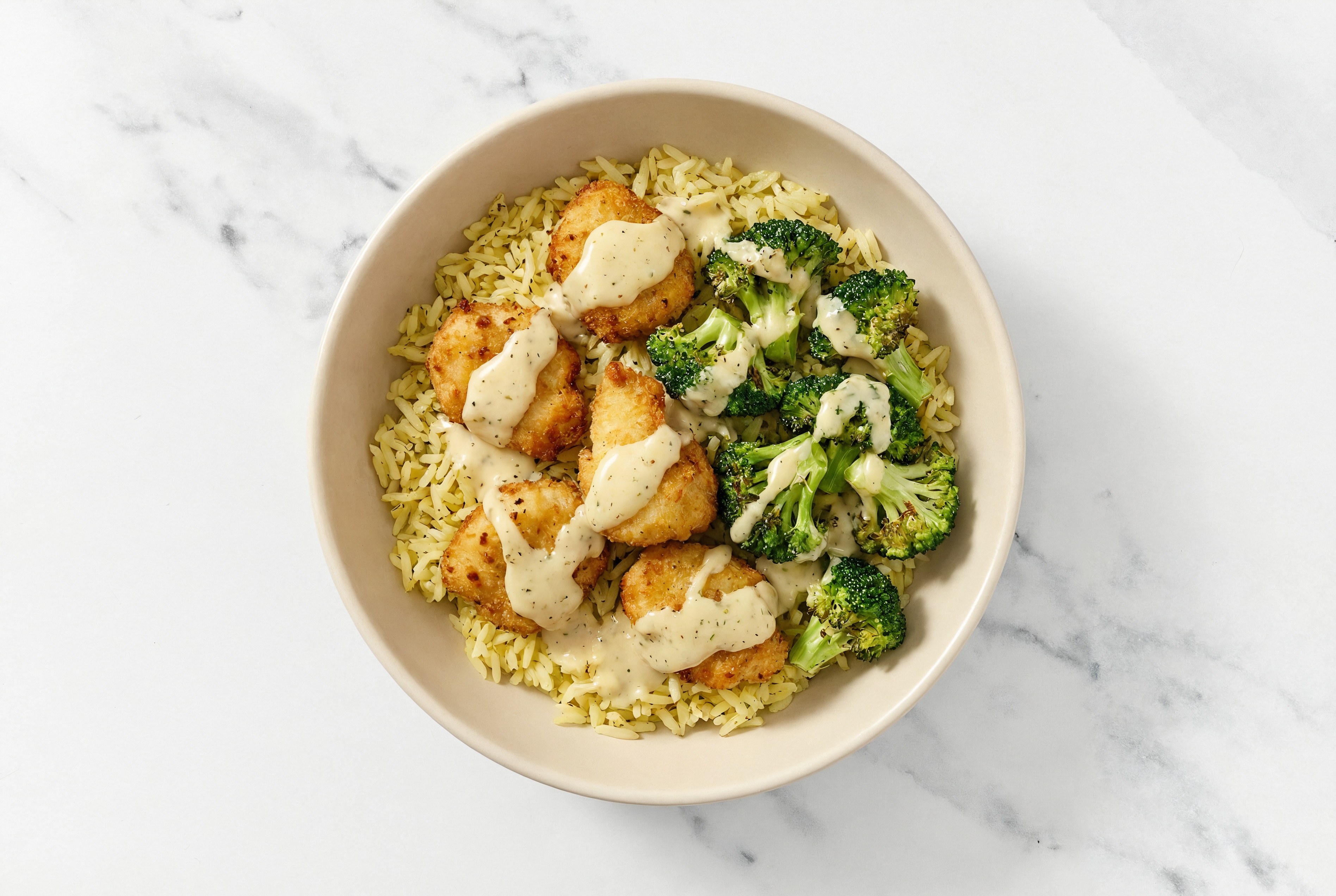 Herby Crispy Chicken Caesar Seasoned Jasmine Rice Bowl