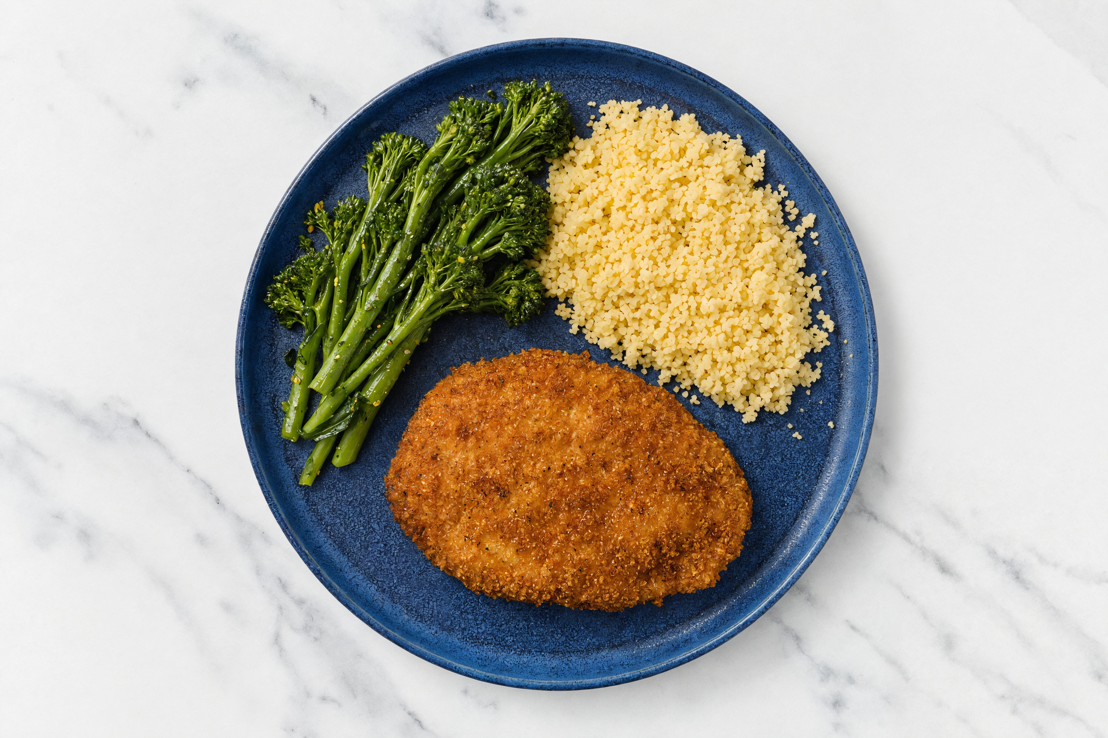 Hot Honey Breaded Chicken Cutlet with Baby Broccoli & Couscous