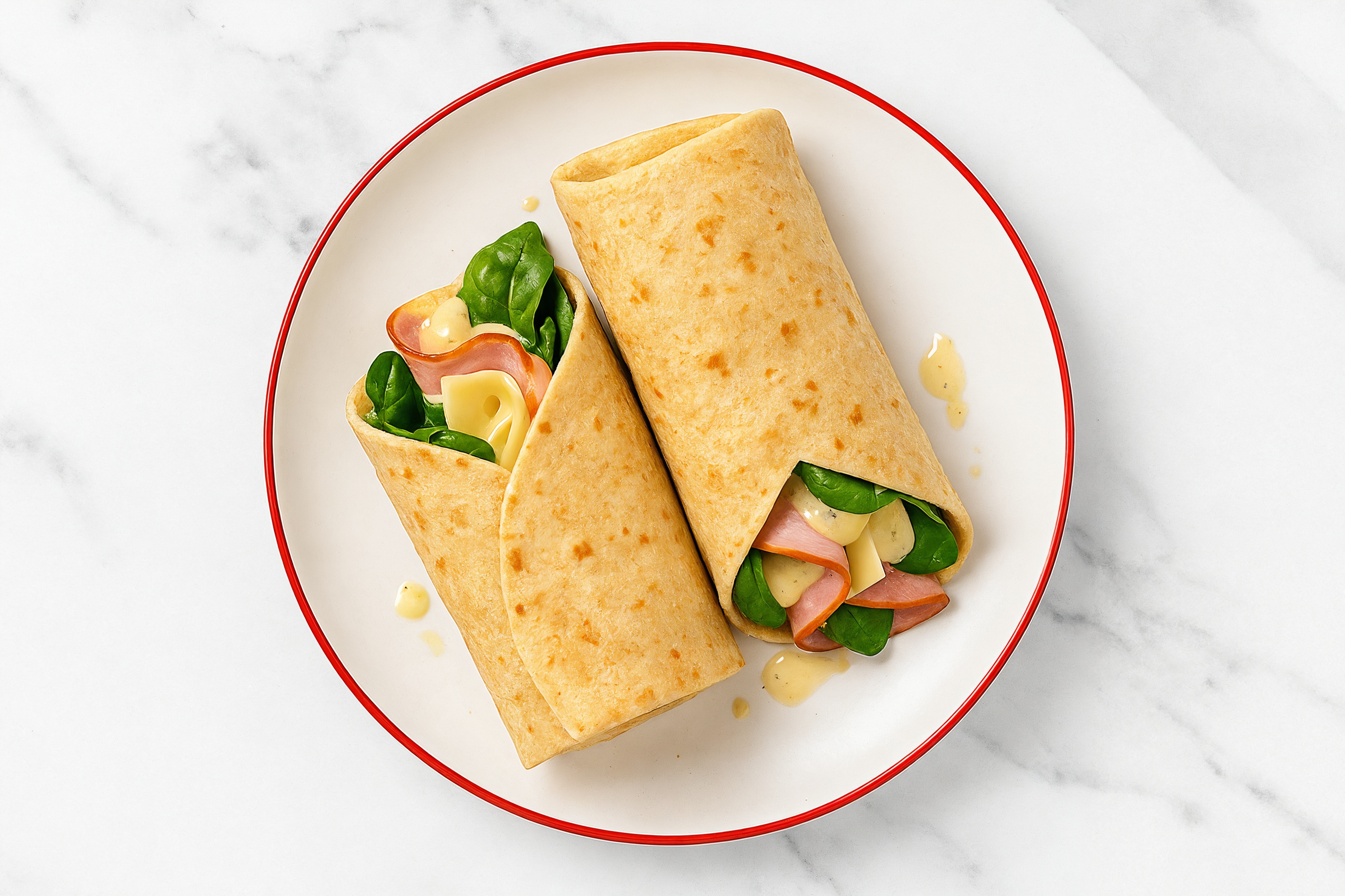 Herby Honey Ham + Swiss Tortilla Wraps with Spinach
