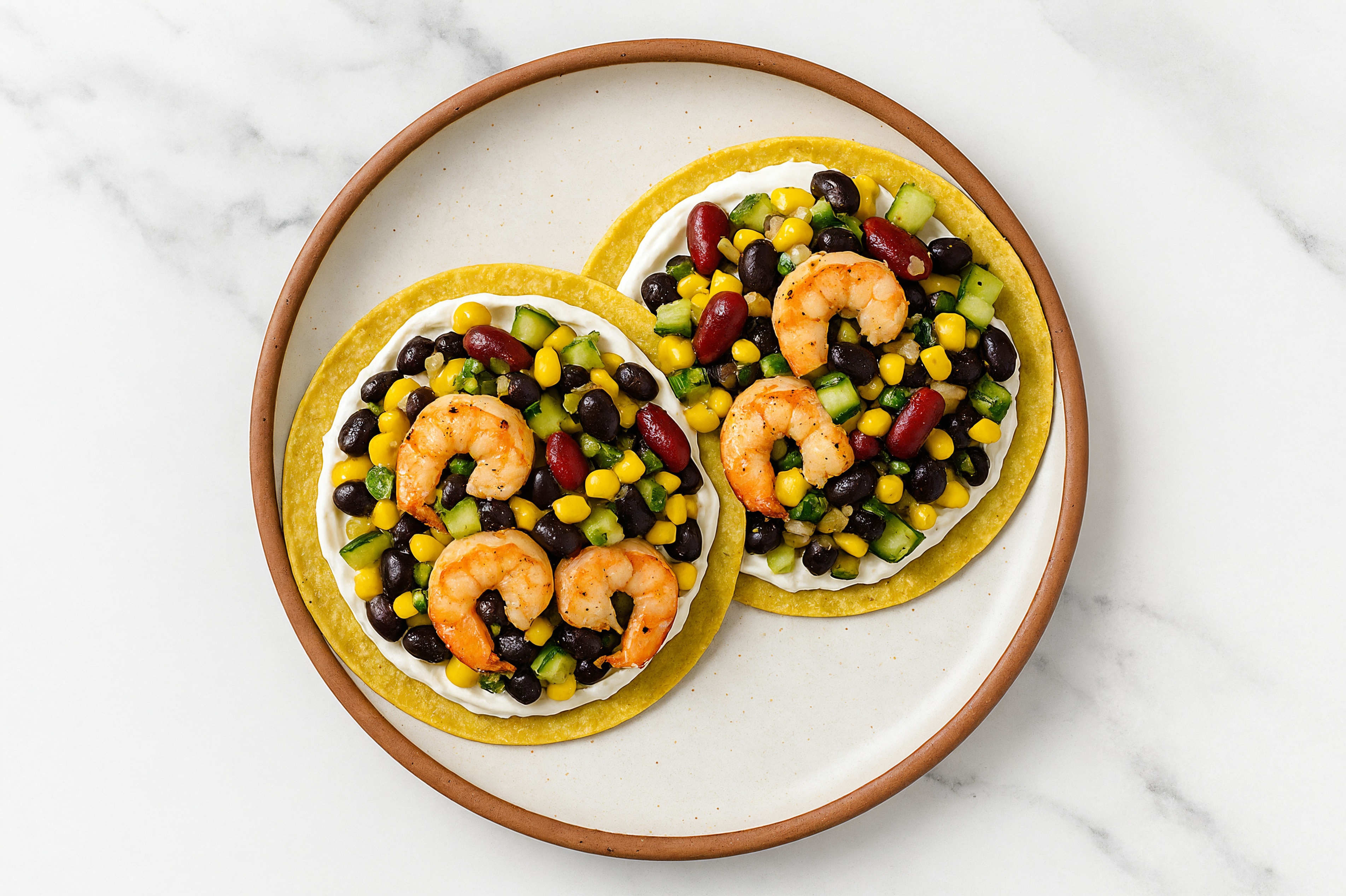 Hearty Classic Crema Gulf Shrimp Tostada