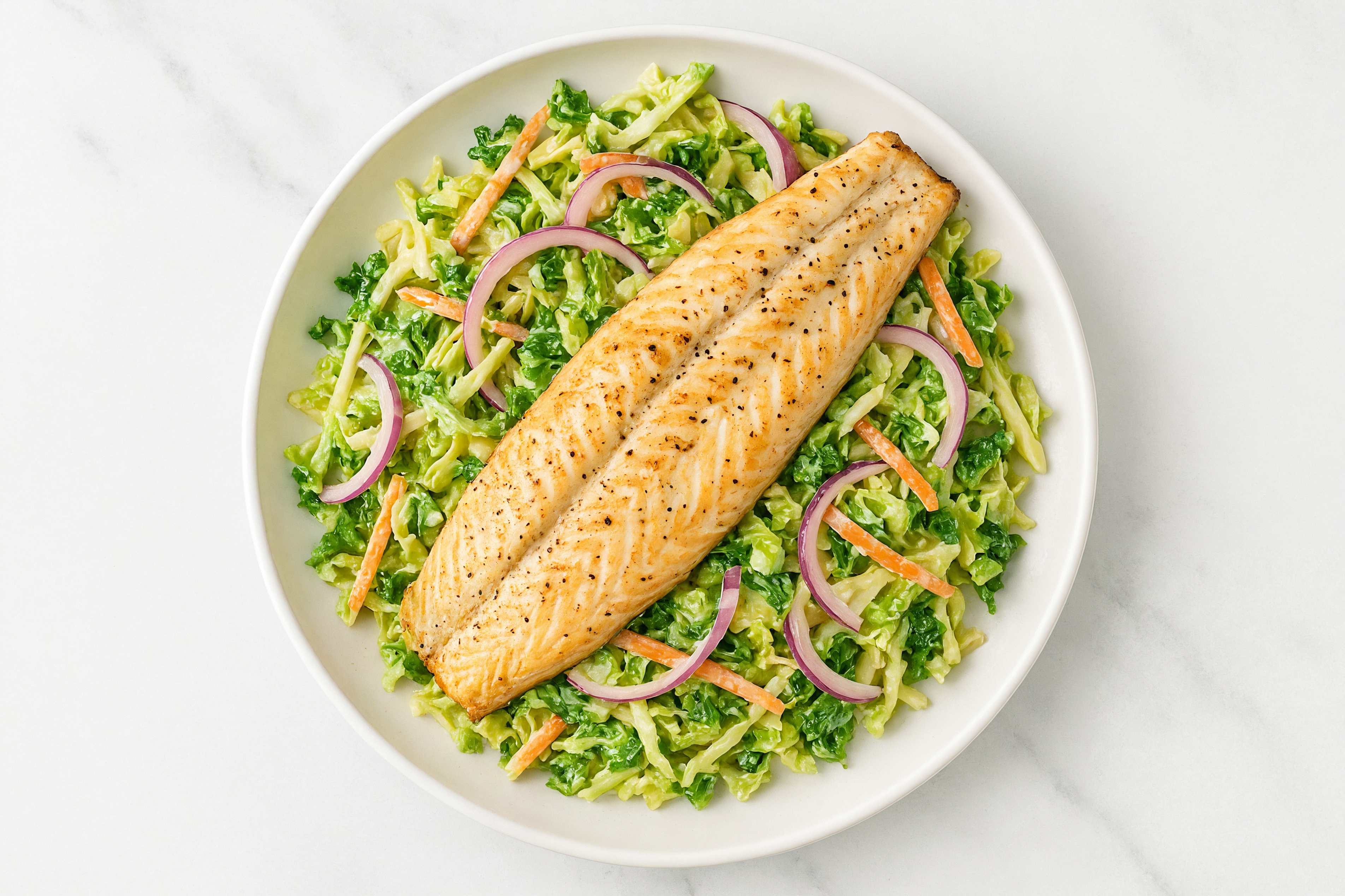 Superblend Salad with Trout, Onion & House Dressing
