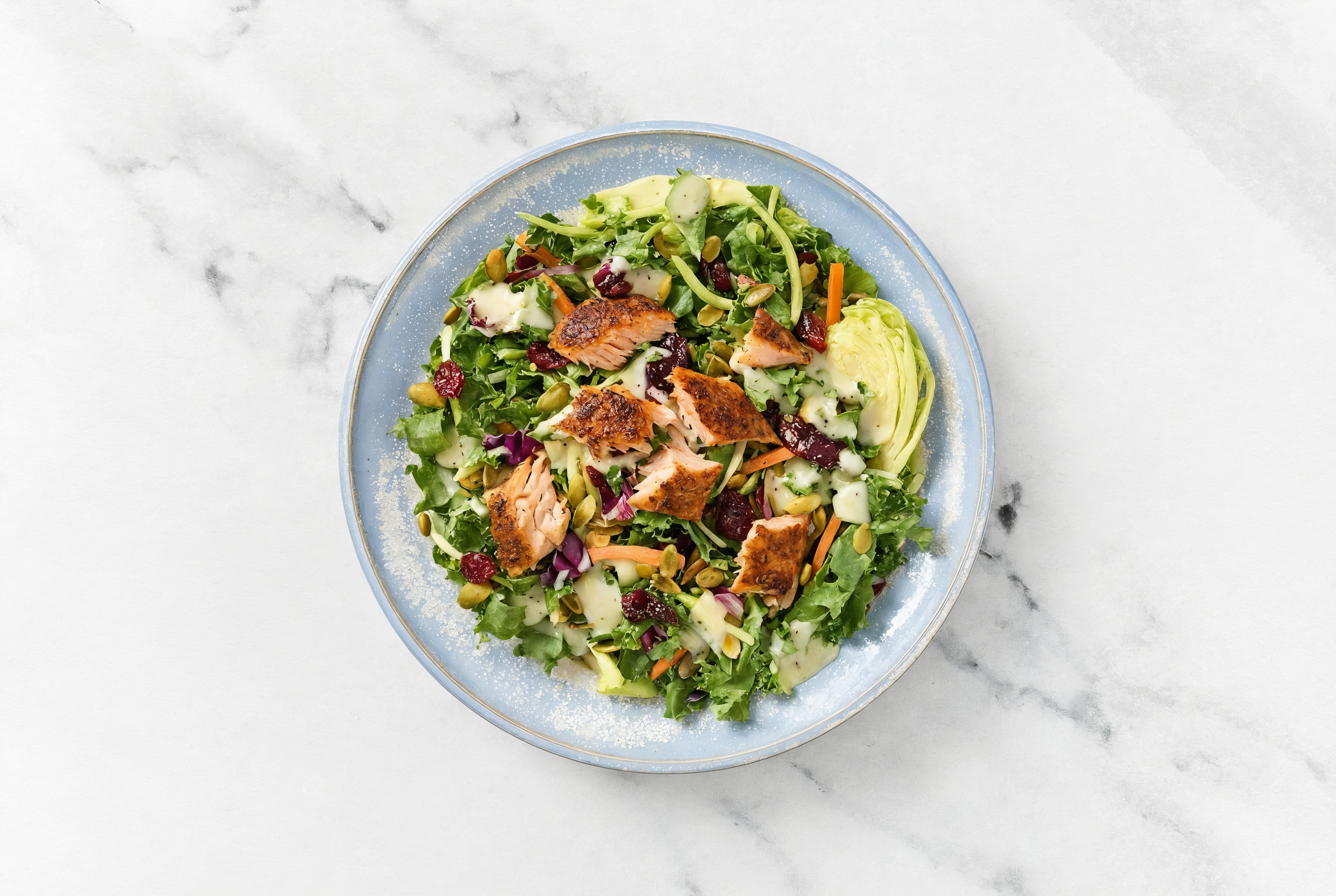 Sweet Kale Salad with Blackened Smoked Salmon