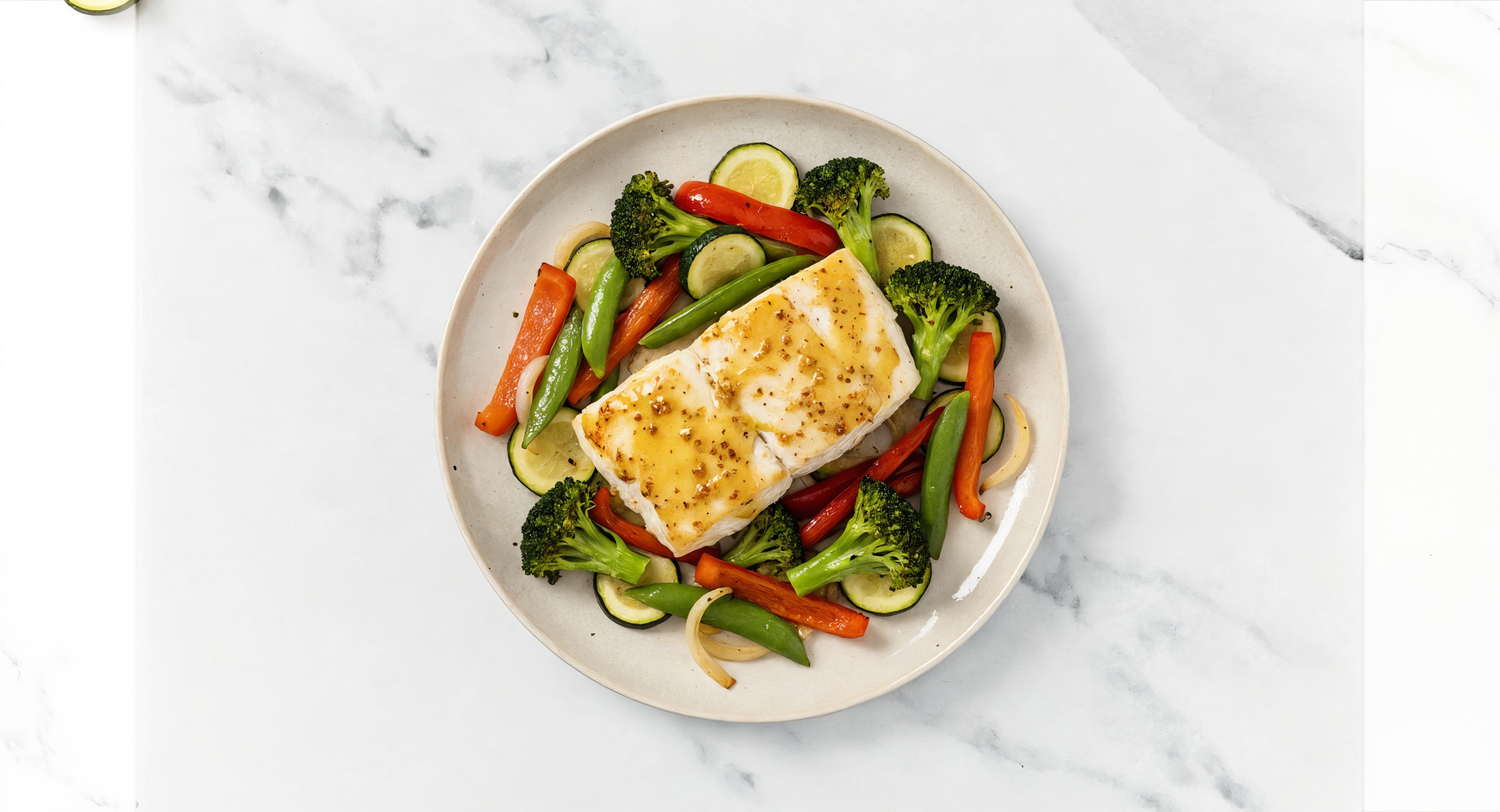 Sheet-Pan Honey Mustard Halibut + Veggies