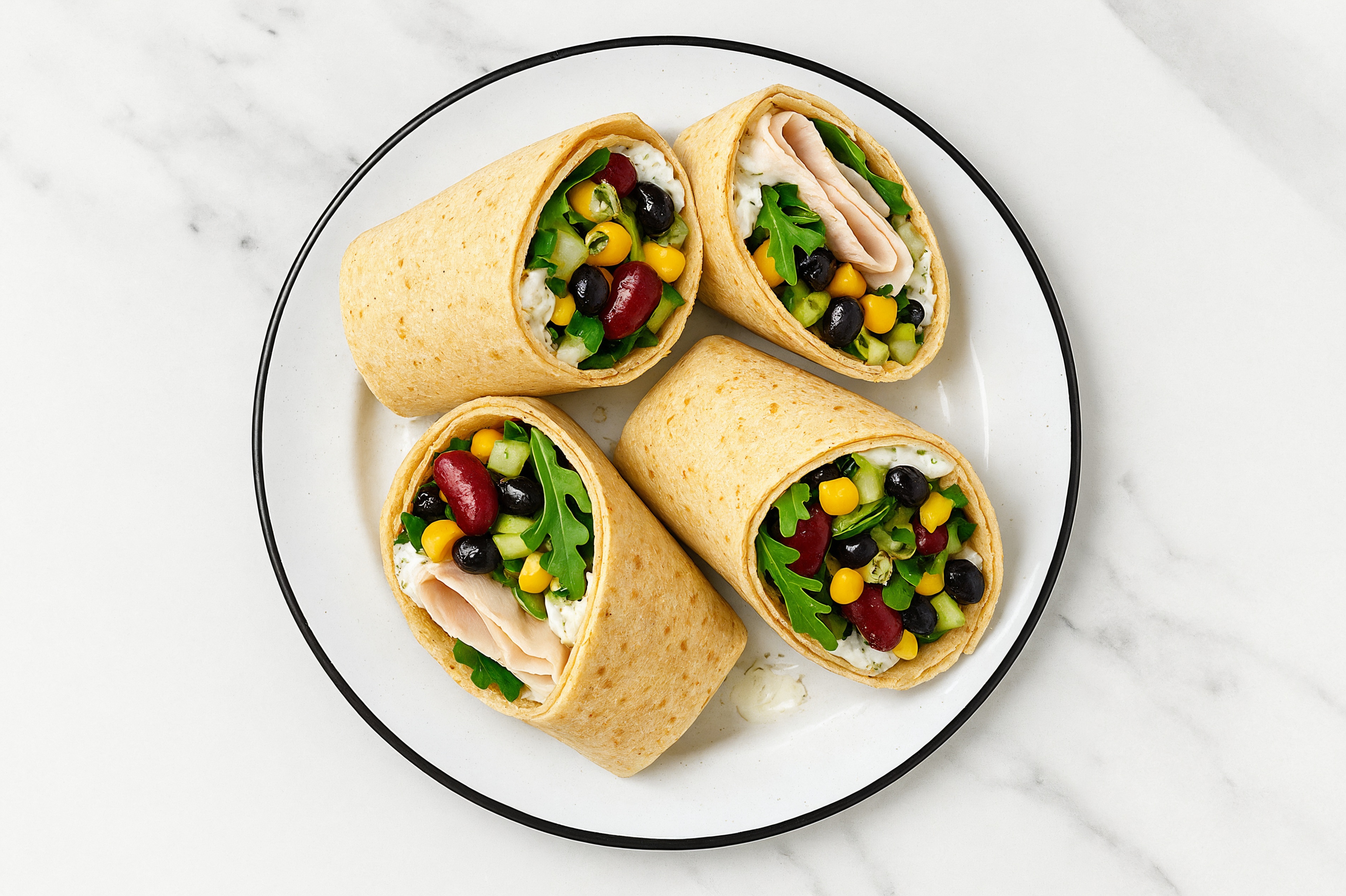 Tzatziki Oven Roasted Breast Turkey + Cucumber Tortilla Wraps with Arugula