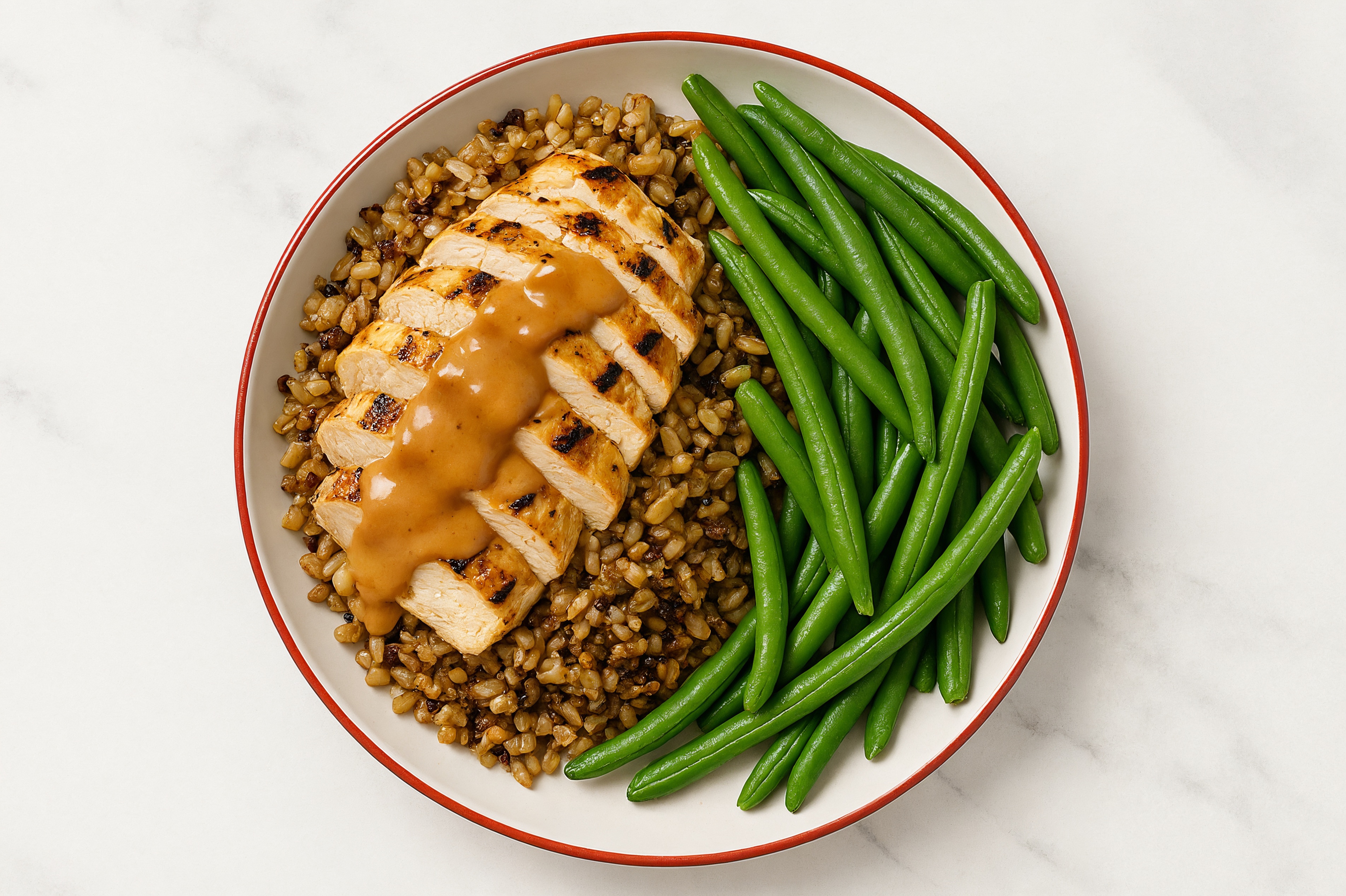 Peanutty Grilled Chicken + Organic Green Bean Grain Bowl