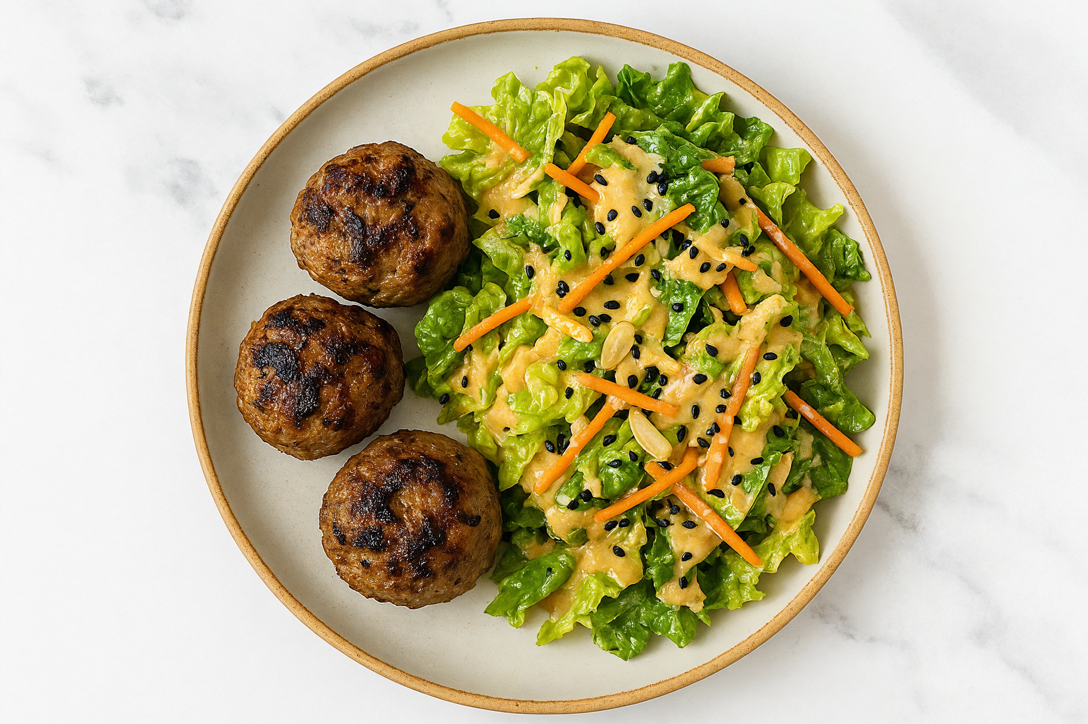 Little Gem Salad with Turkey Meatballs