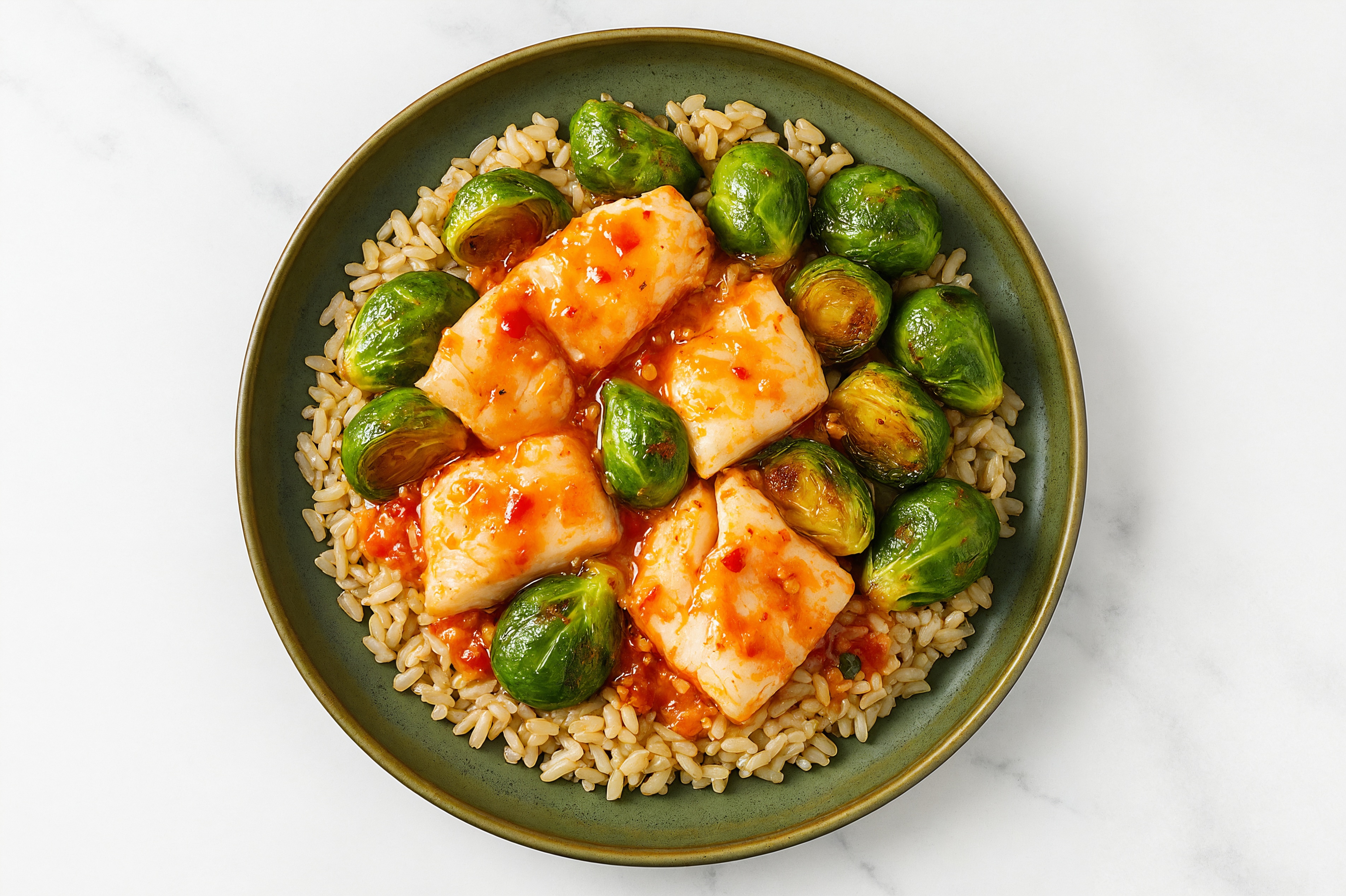  Air Fryer Sweet Chili Halibut + Whole Brussels Sprouts