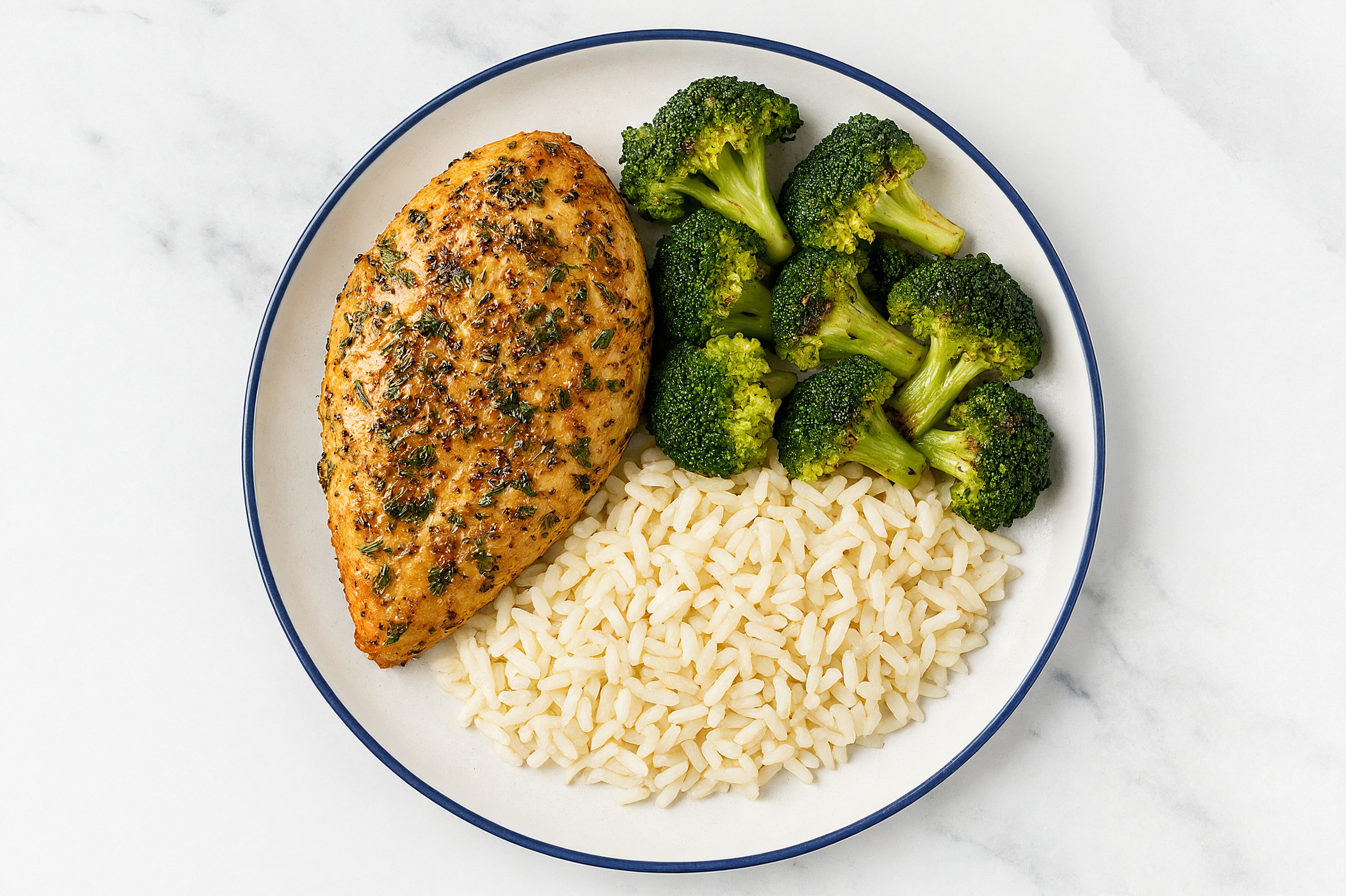 Air Fryer Chicken + Organic Broccoli with Long Grain White Rice