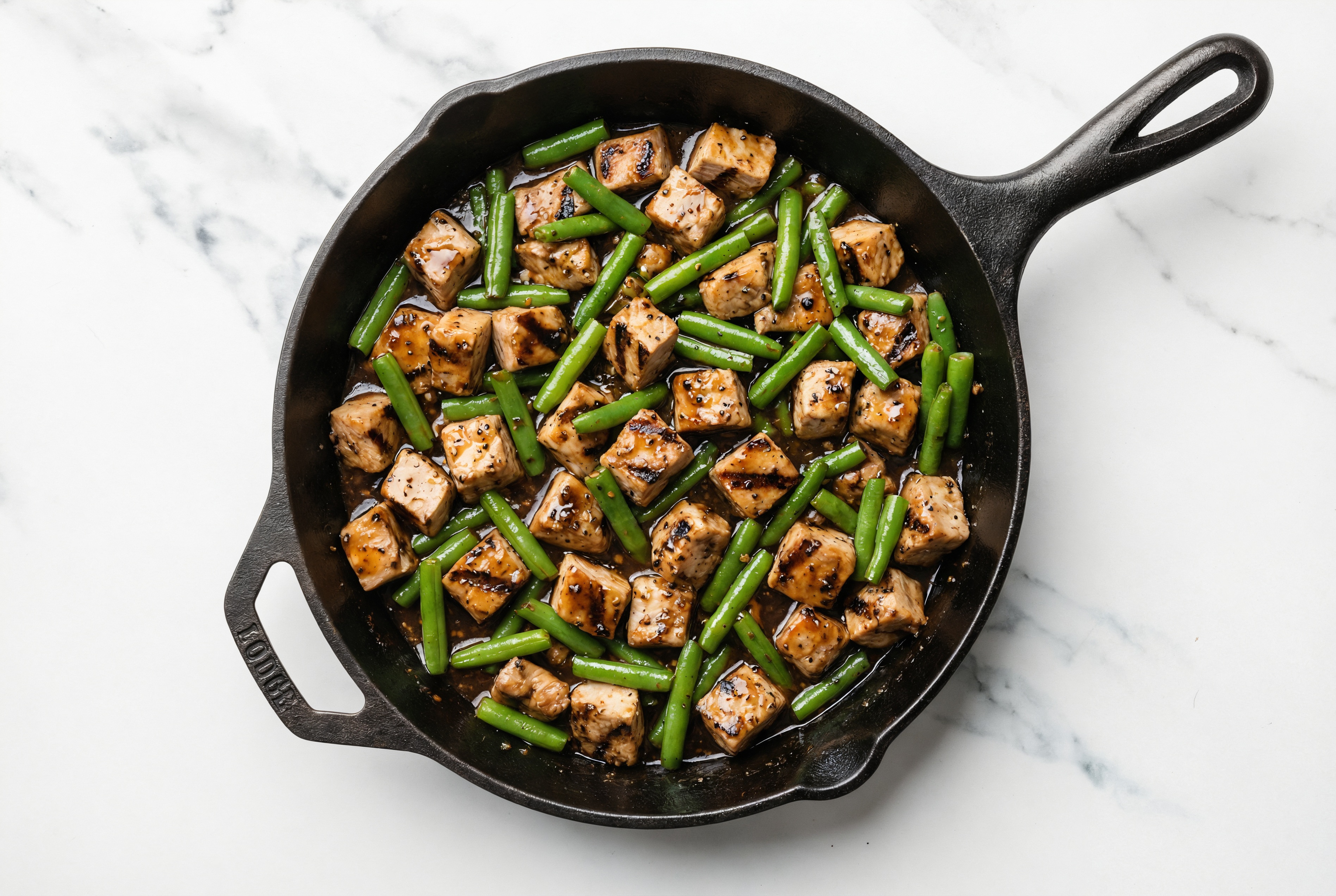 Tangy Pepper Grilled Pork Stir-Fry with Green Beans