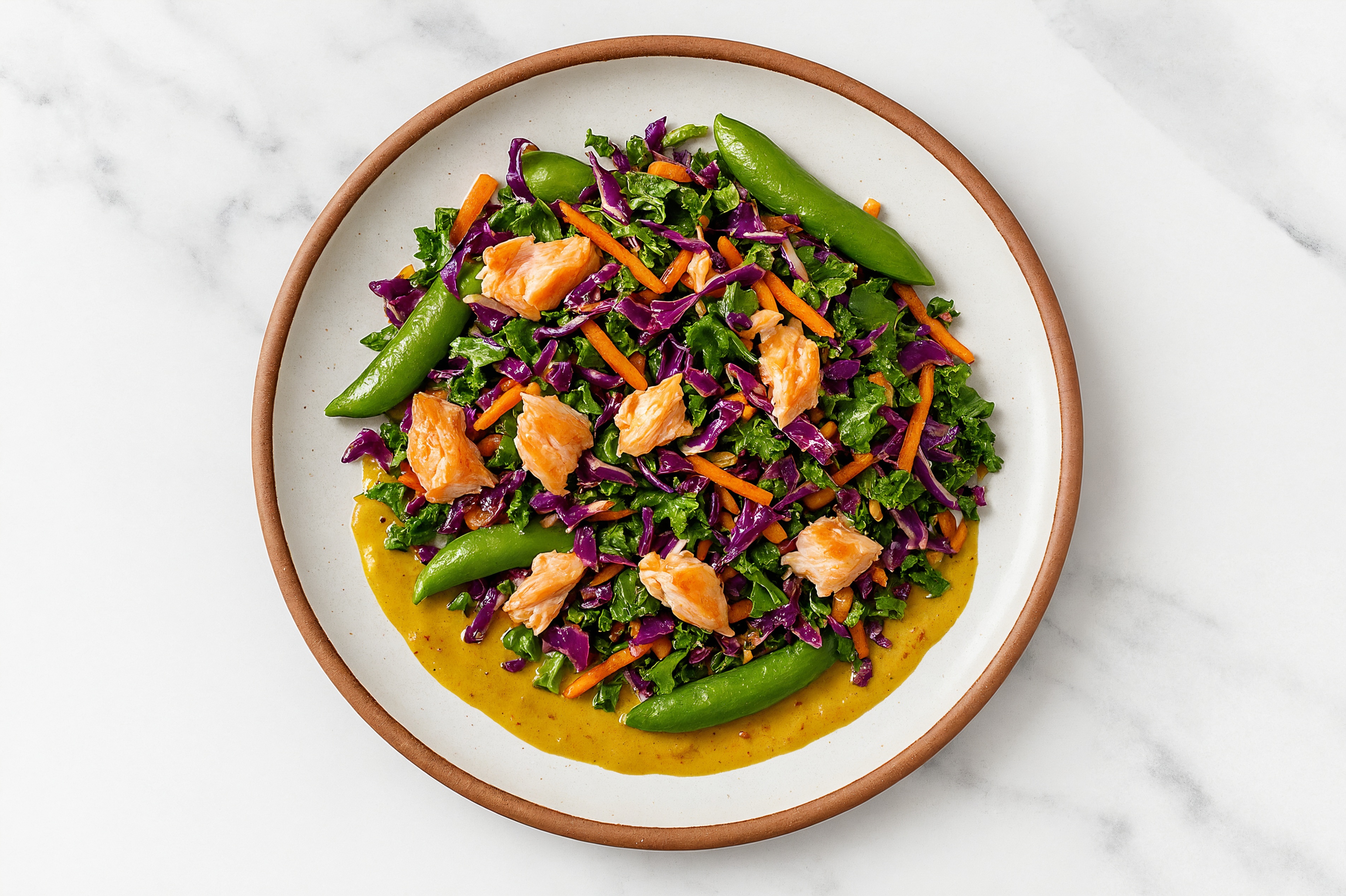 Salmon + Rainbow Veggie Curry Bowl