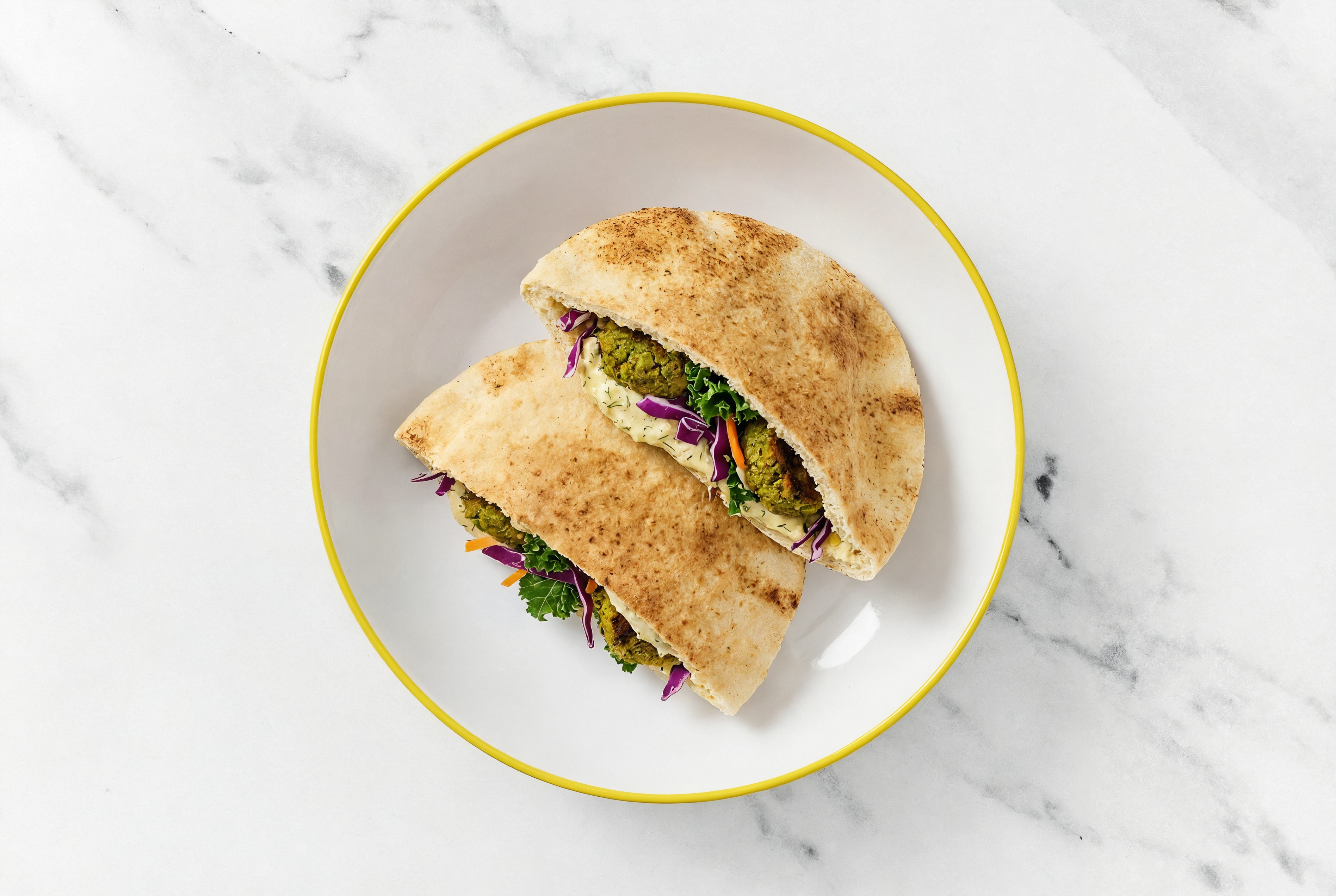 Rainbow Veggie Mix Falafel Traditional Pita Sandwiches