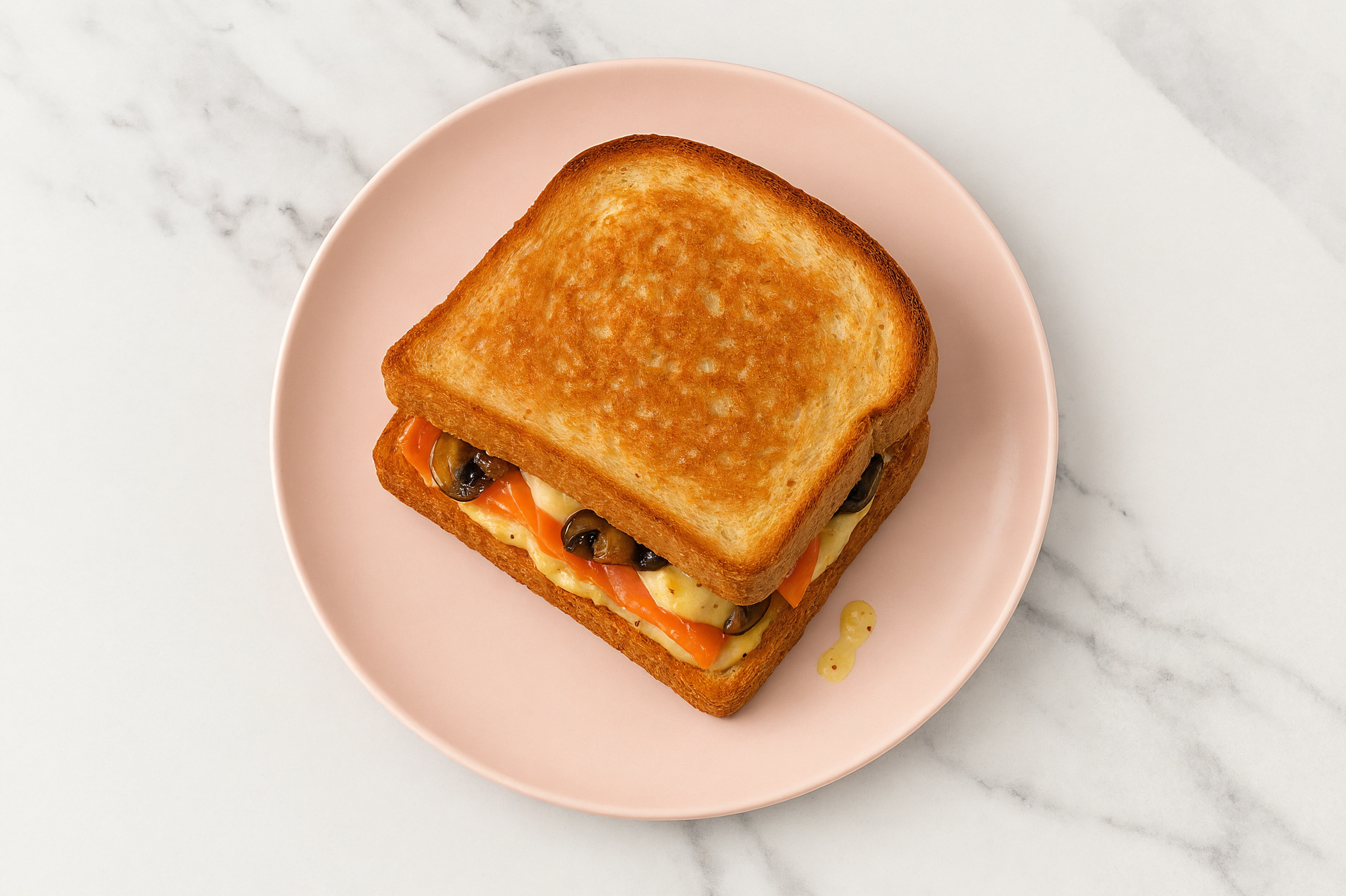 Street Corn Smoked Salmon Sandwich with Portabellas on Honey White Bread