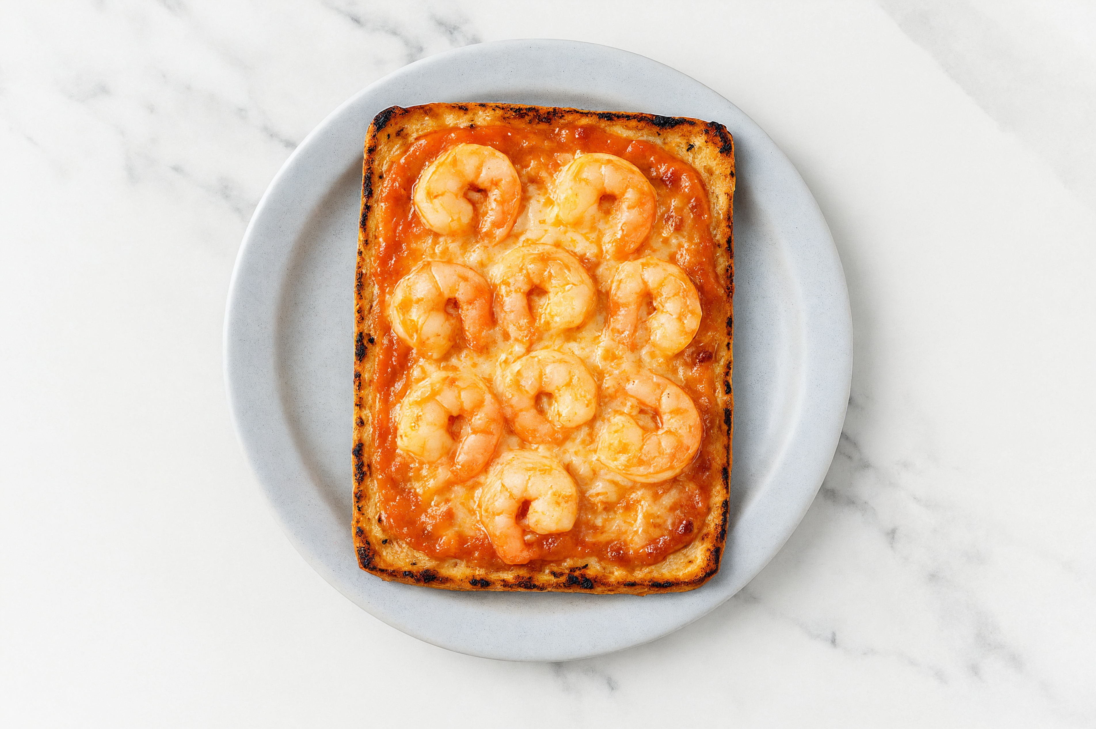 Creamy Vodka Medium Cooked Shrimp Wood Grilled Pizza Crusts