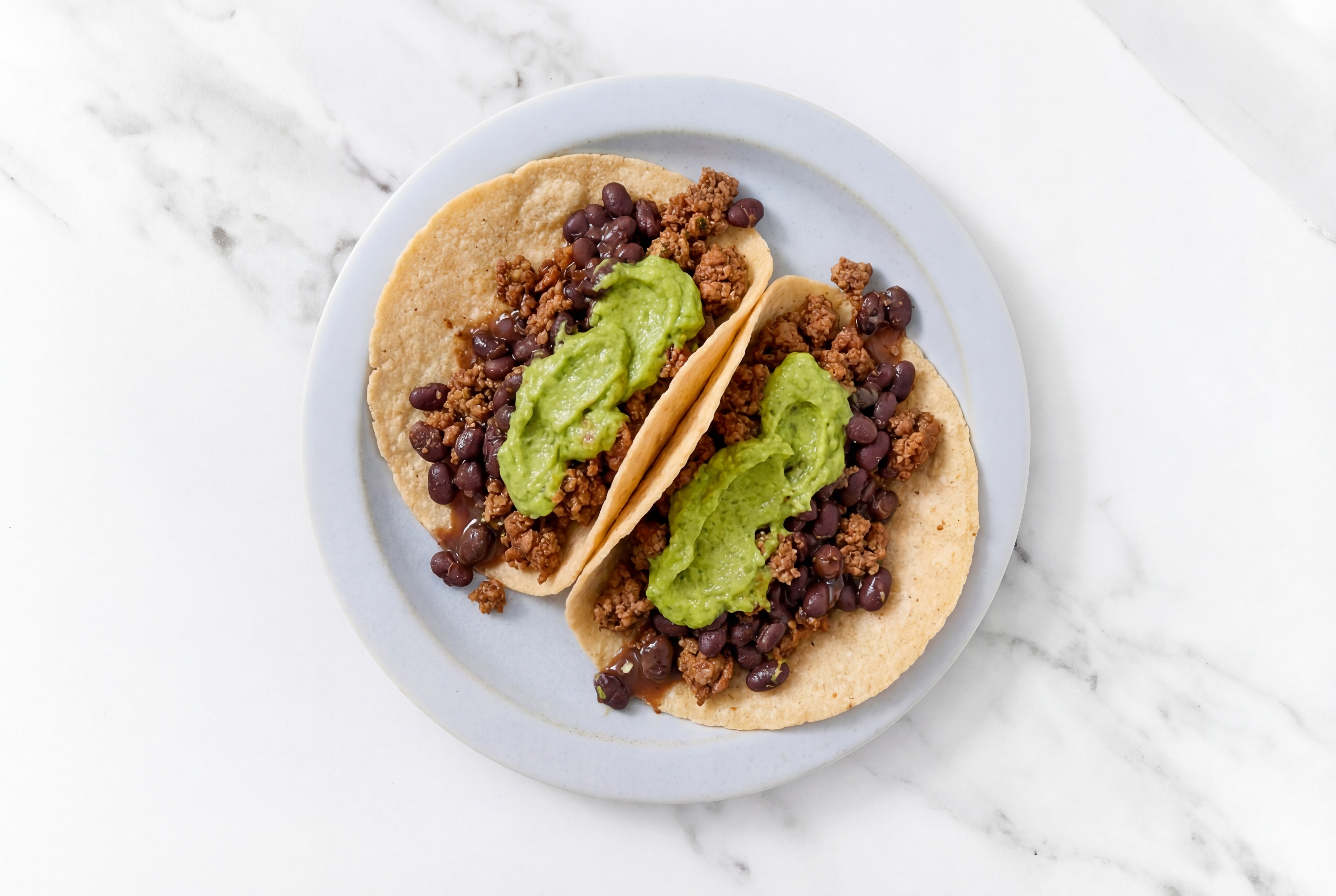 Mexican-Style Ground Beef Tacos with Avocado & Spiced Beans