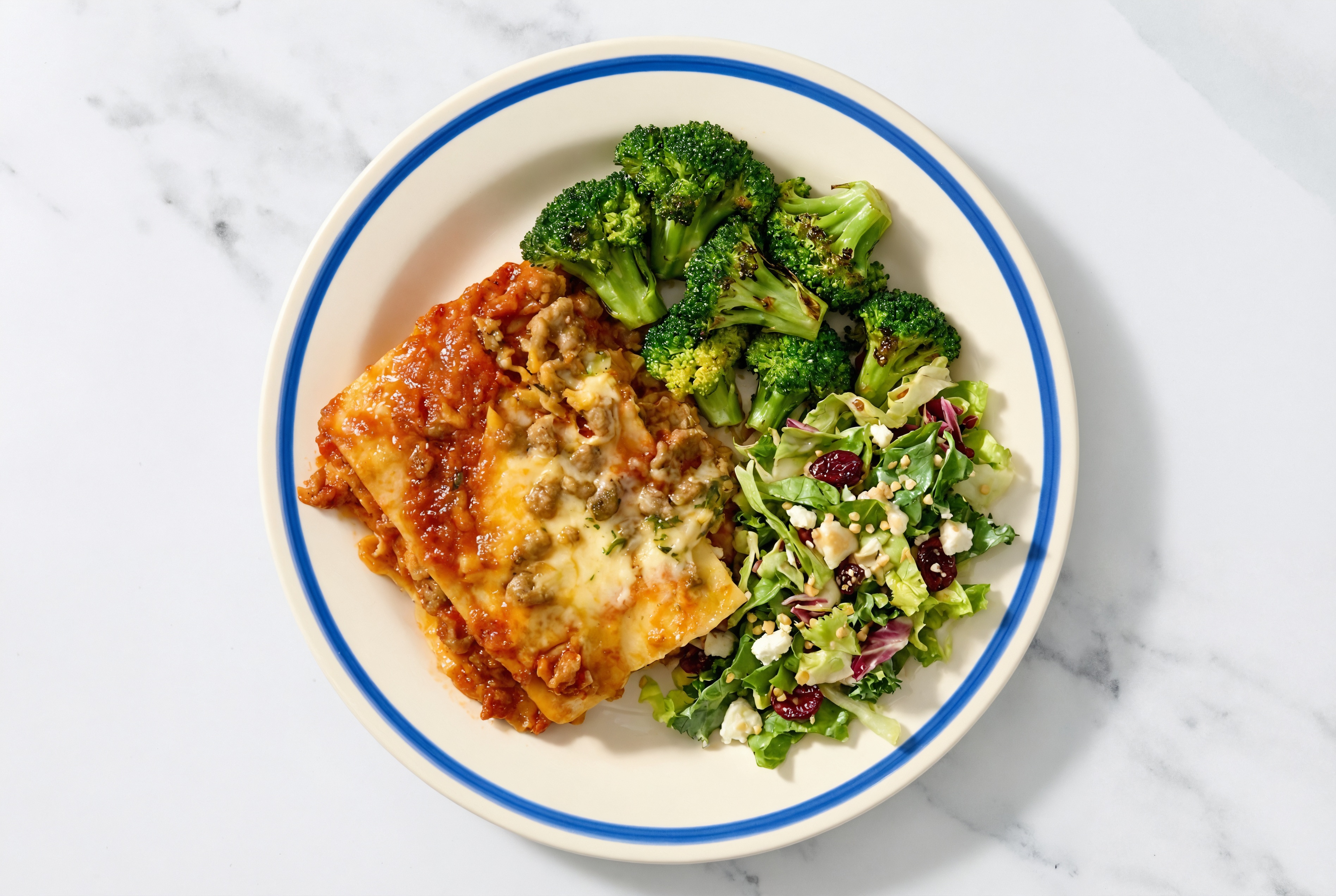 Lasagna Bolognese with Broccoli + Chopped Salad