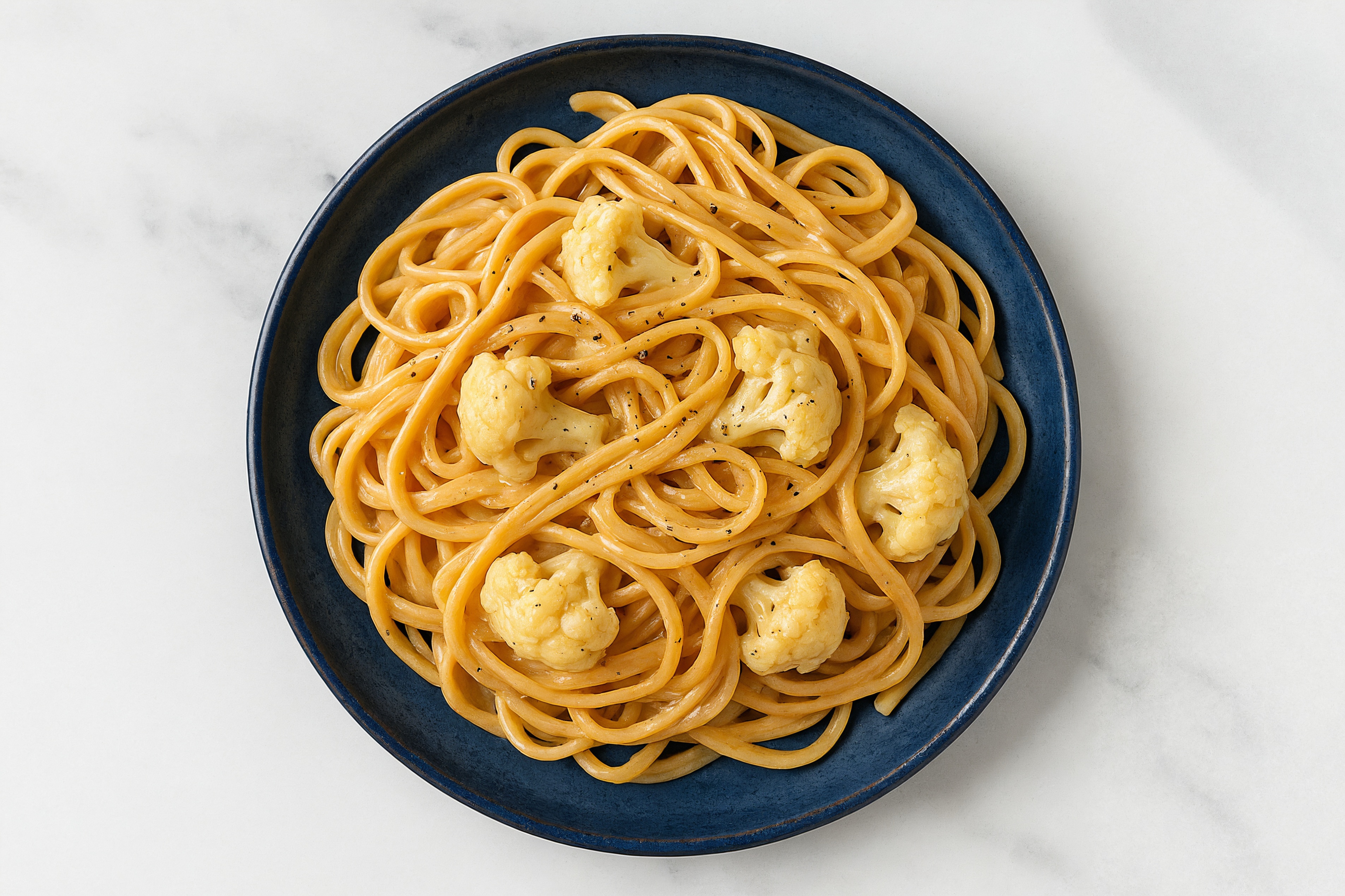 Creamy Cheddar Egg Pasta with Cauliflower Linguine