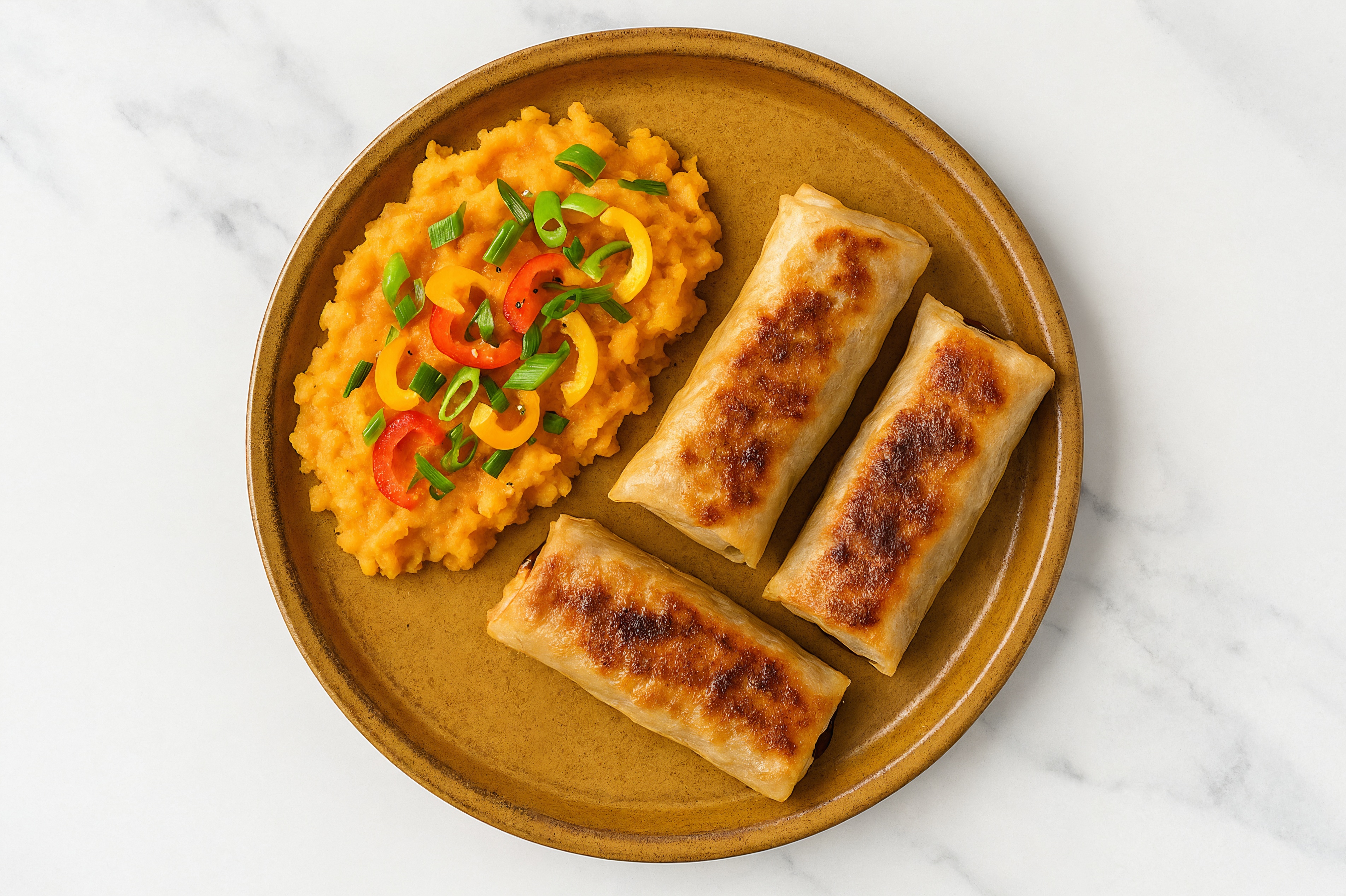 Simple Salmon Spring Rolls + Sweet Potato Mash