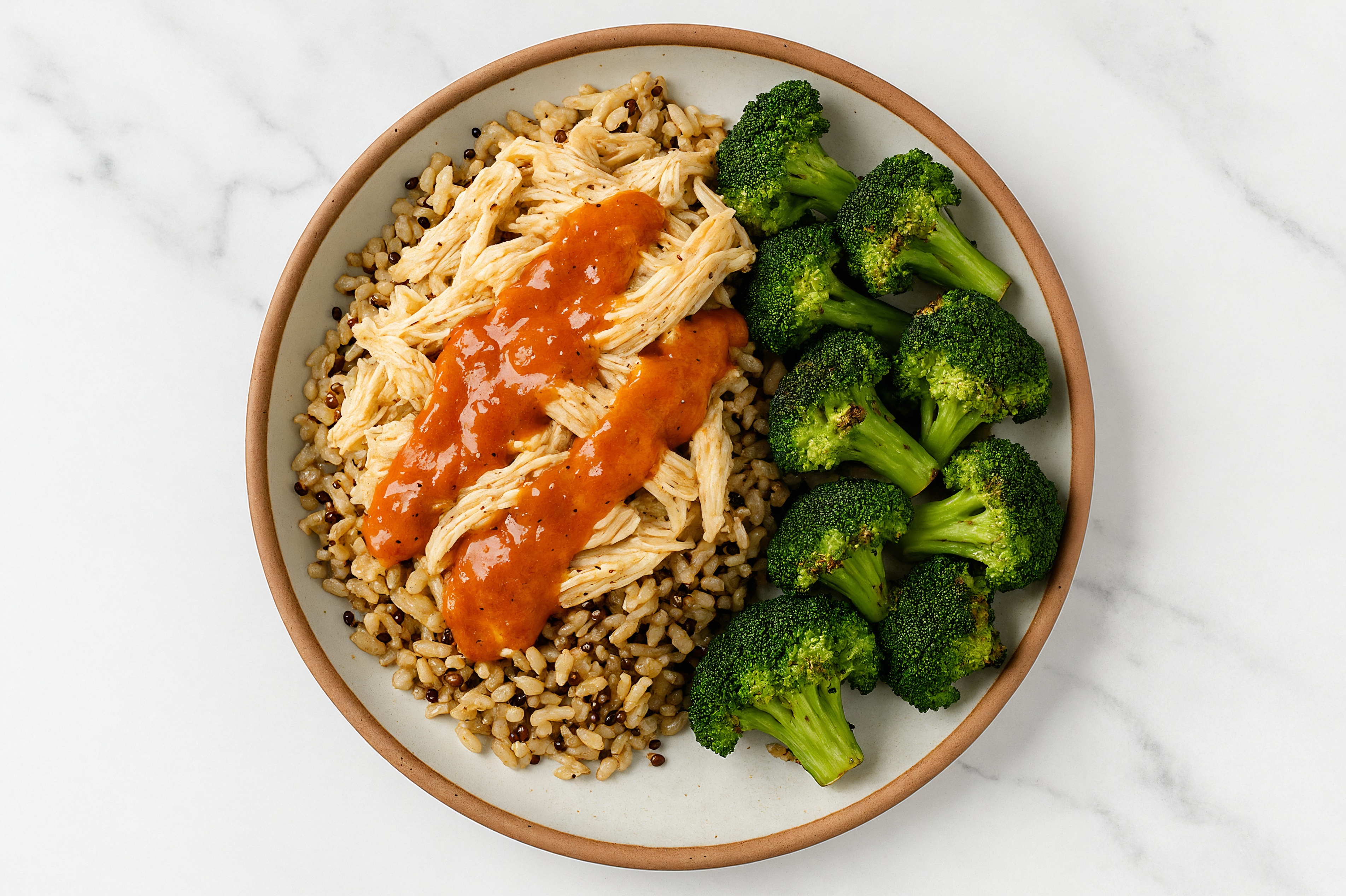 Pulled Chicken Quinoa Bowl with Sweet Hickory & Organic Broccoli