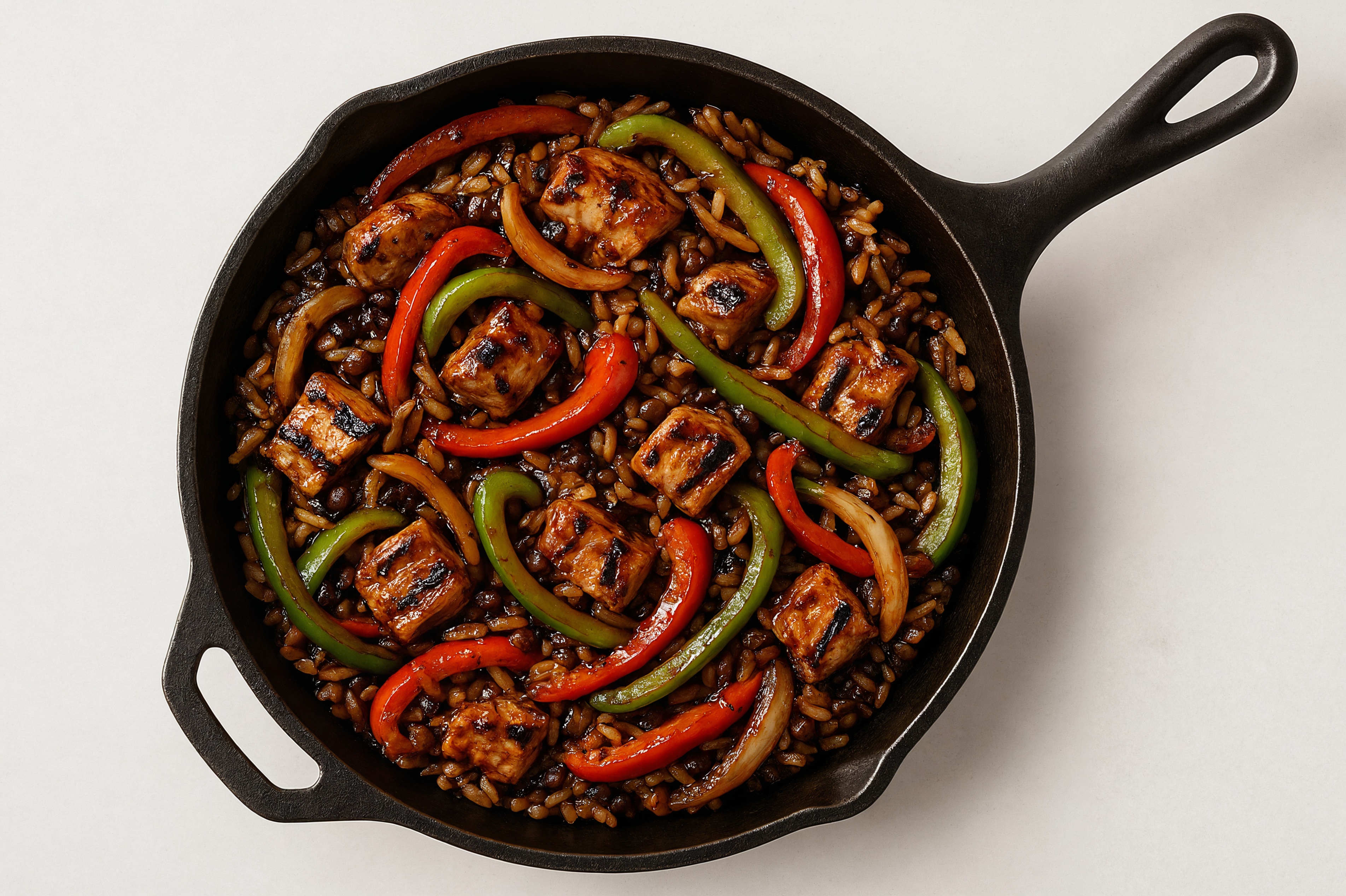 Japanese BBQ Grilled Pork Stir-Fry with Bell Peppers over Quinoa