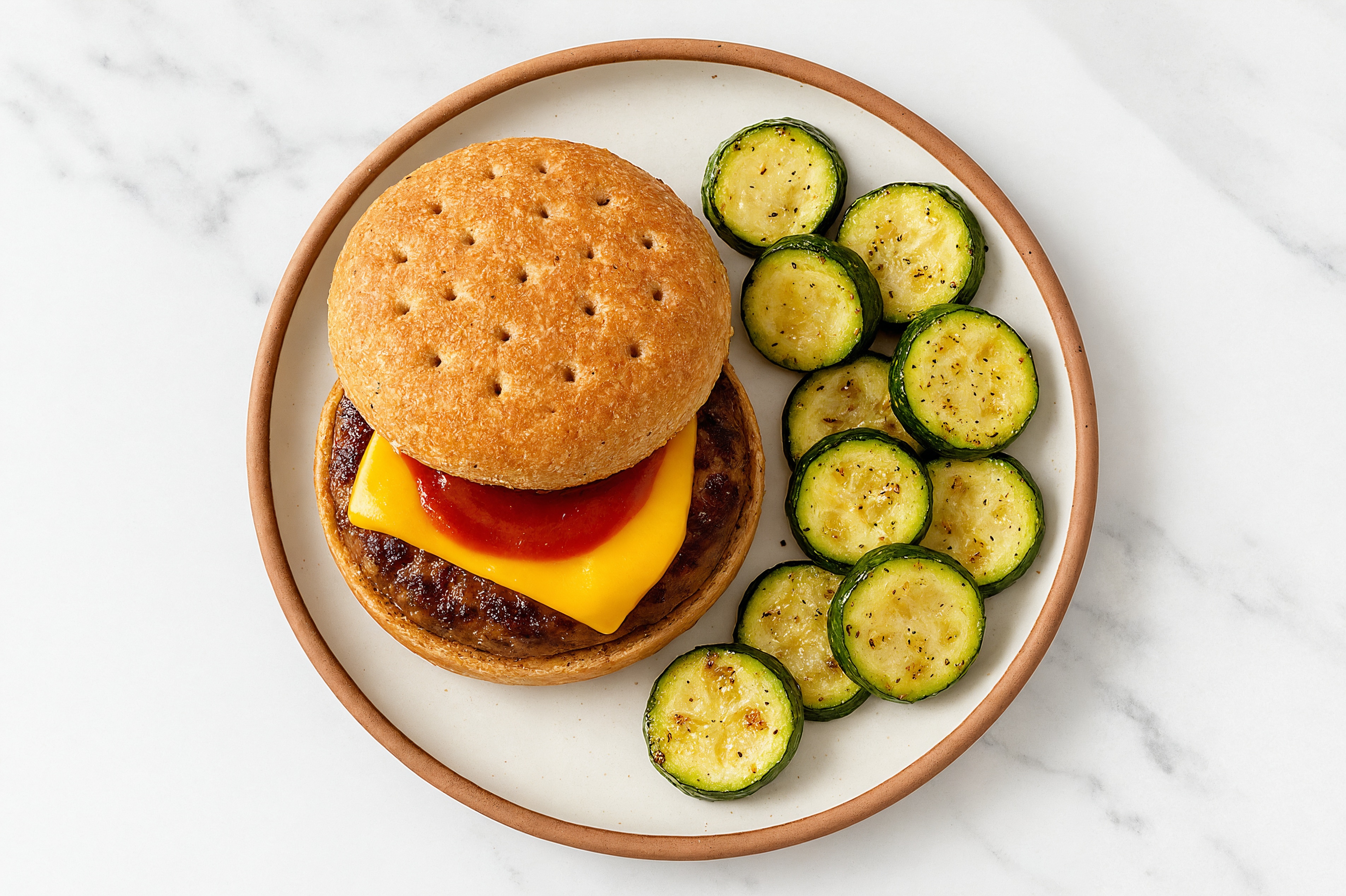 Classic Cheeseburger with Zucchini with Ground Beef Patties