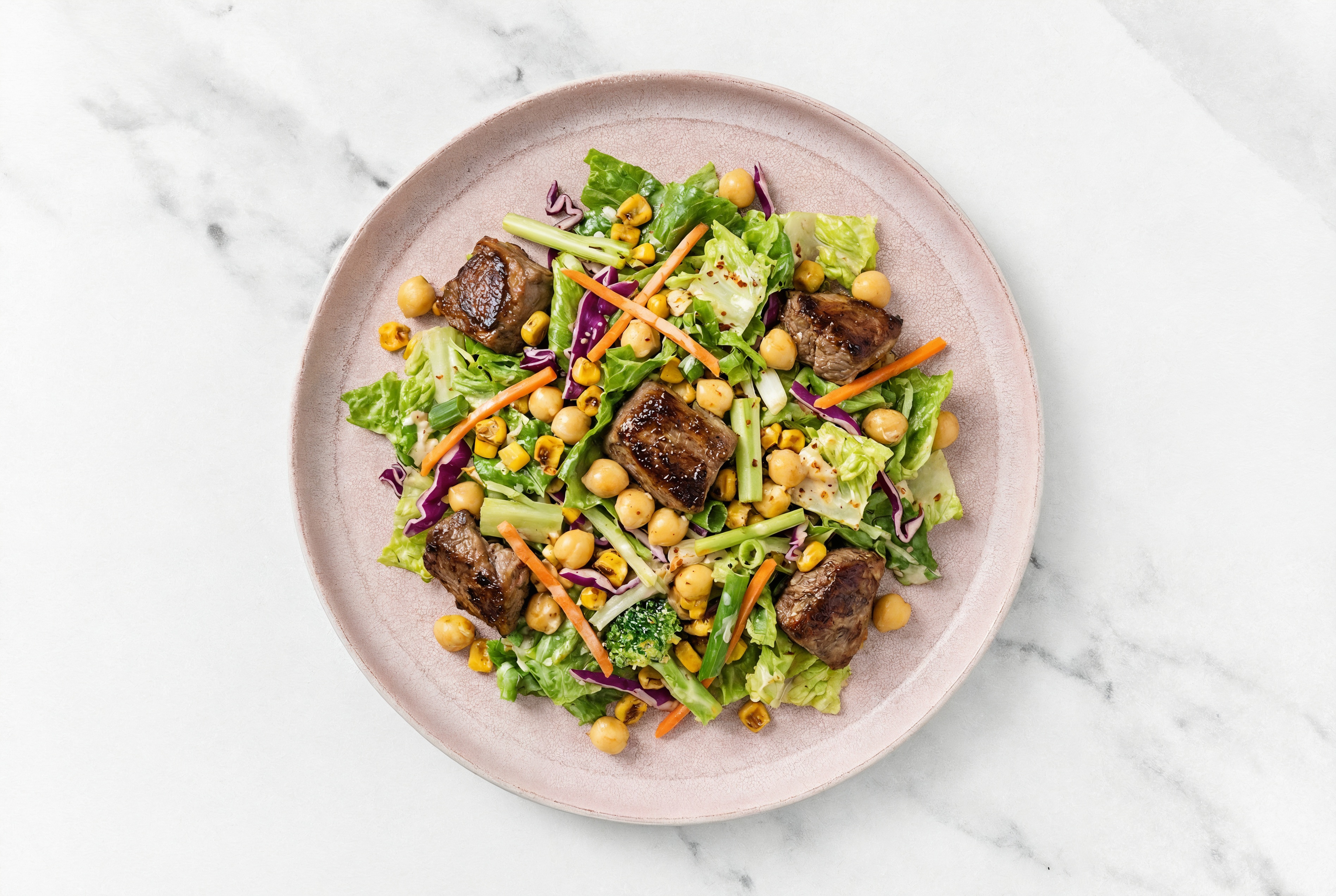 Street Corn Lamb Salad with Organic Garbanzo Beans