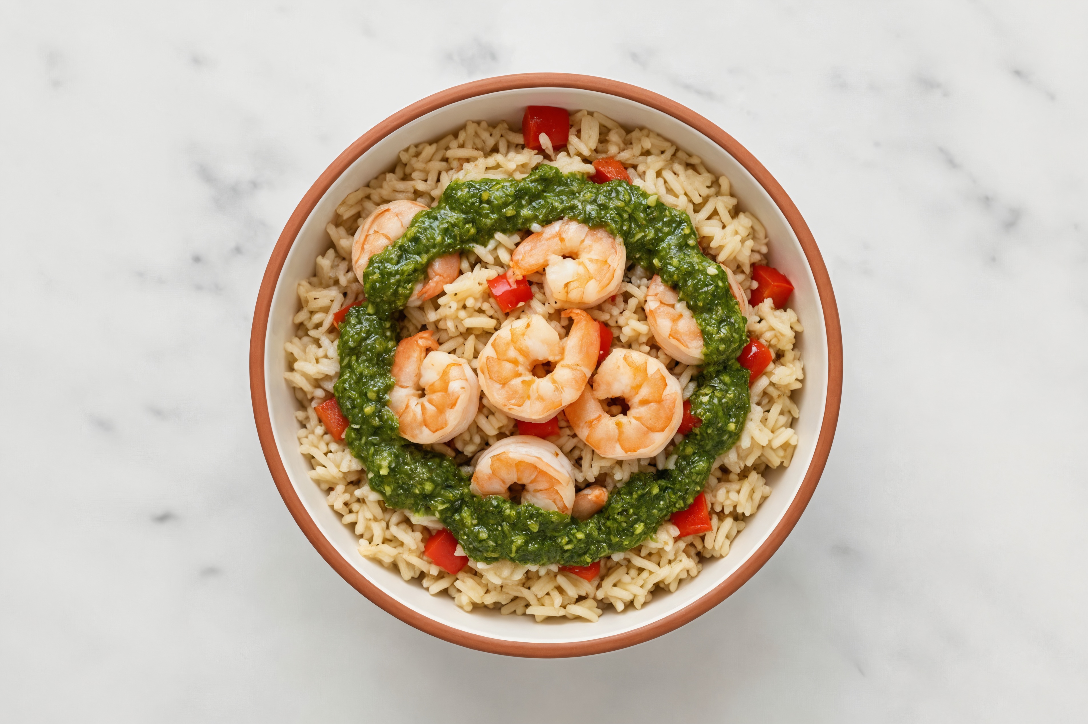 Herby Medium Cooked Shrimp Fajita Long Grain White Rice Bowl