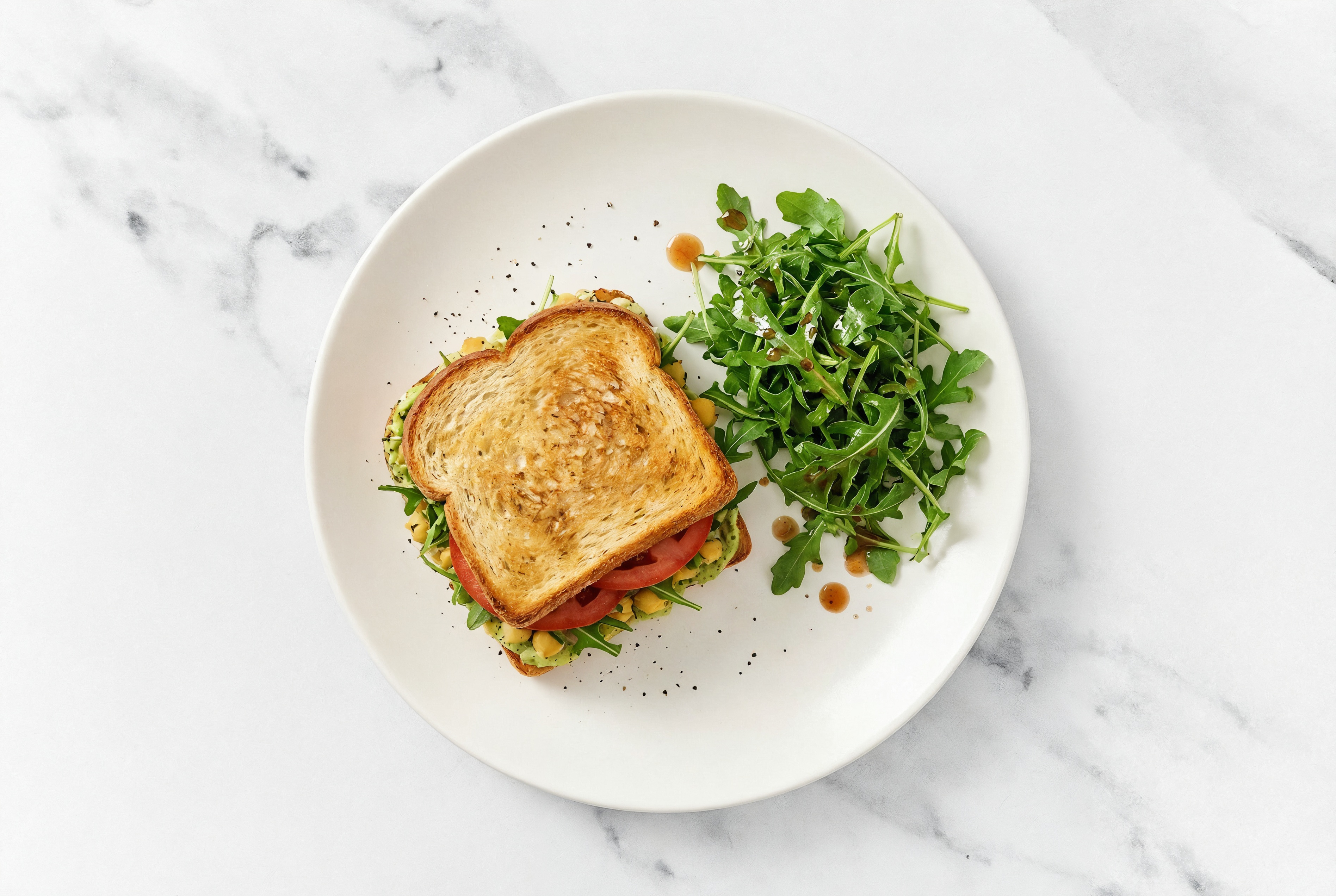Loaded Pesto Chickpea Smash Sammie + Side Salad