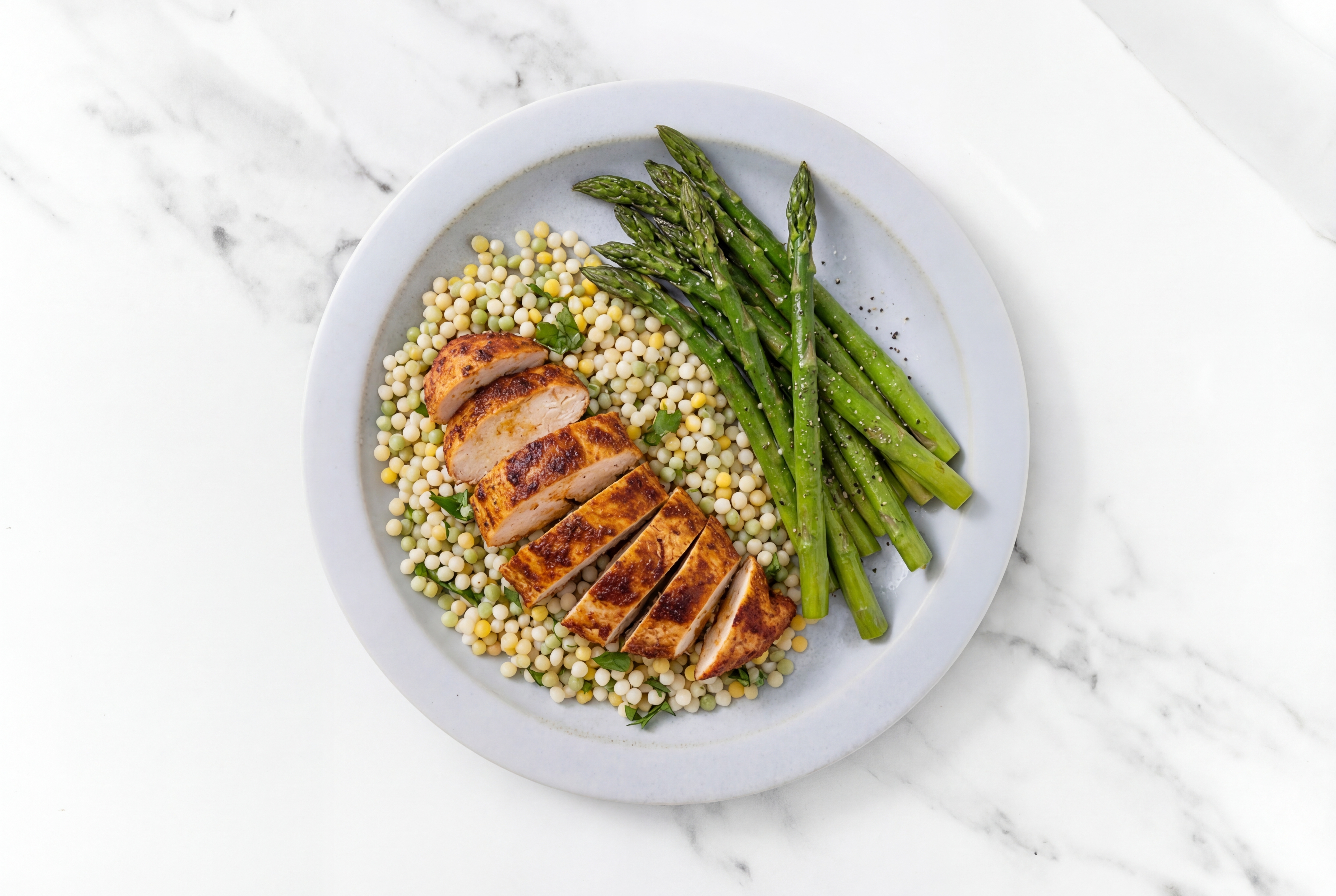 Chicken Breast with Asparagus + Couscous