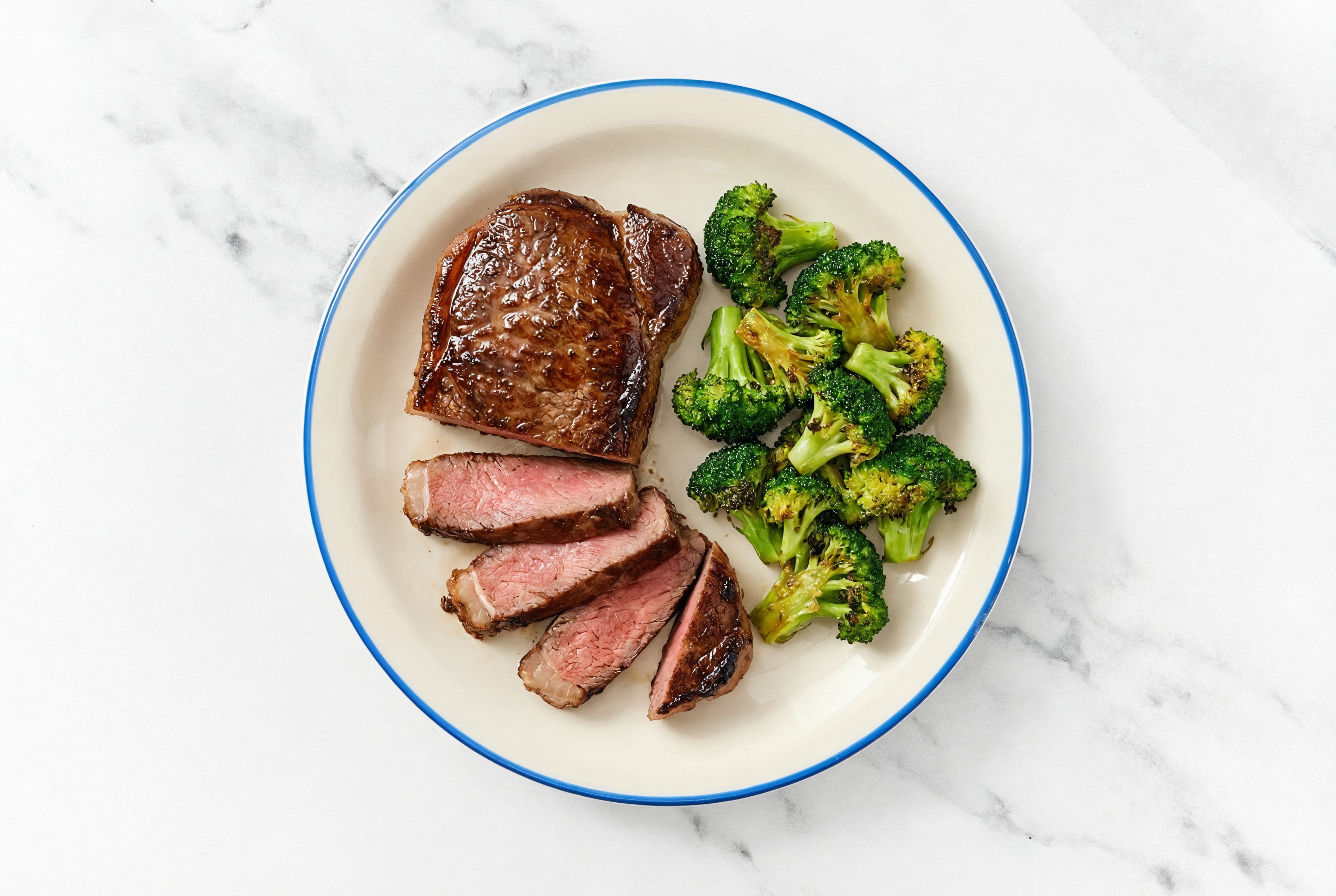Simplest Sirloin Steak + Steamed Organic Broccoli