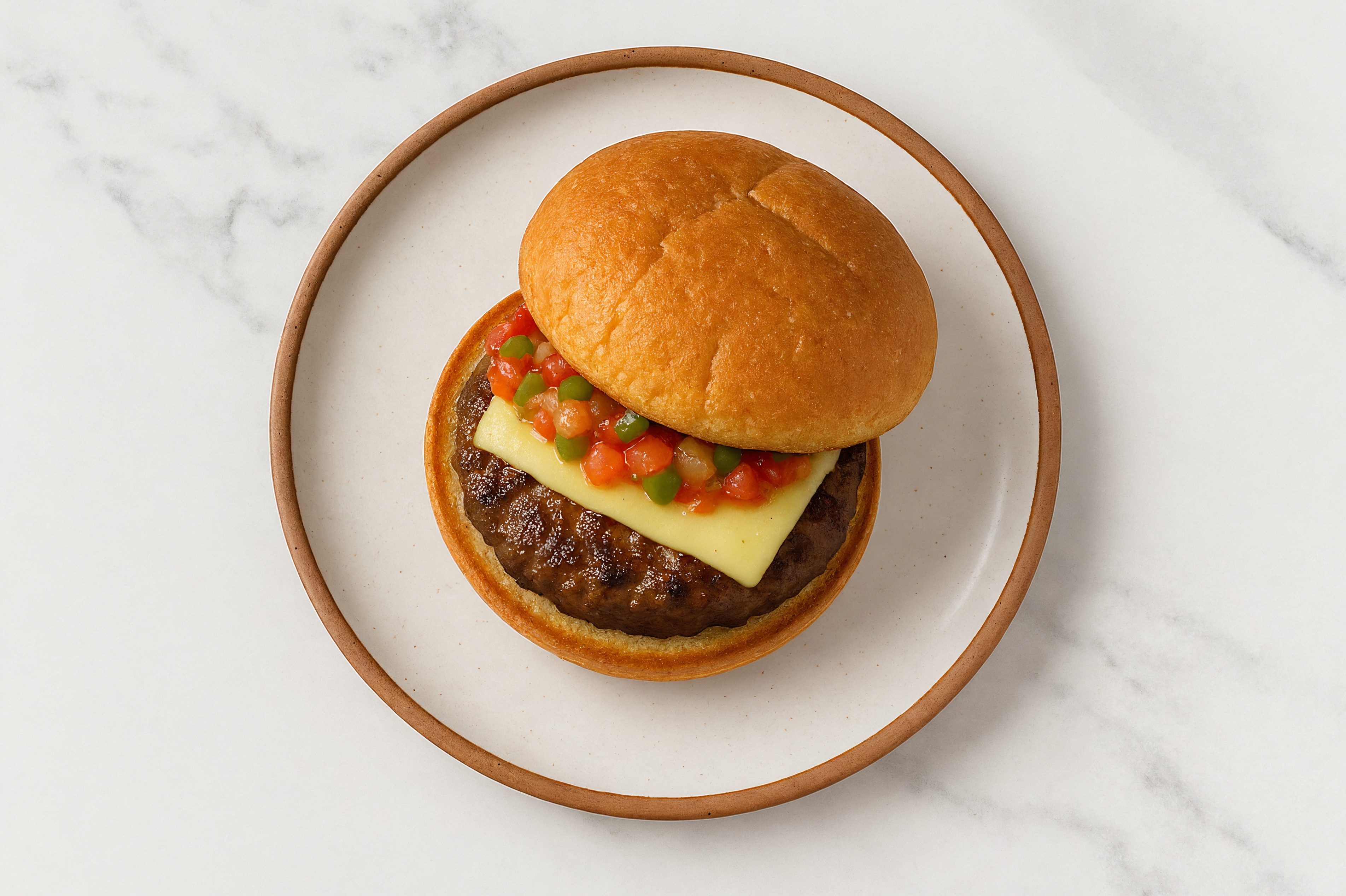 Lamb Burger on Gluten-Free Bun with Salsa & Havarti