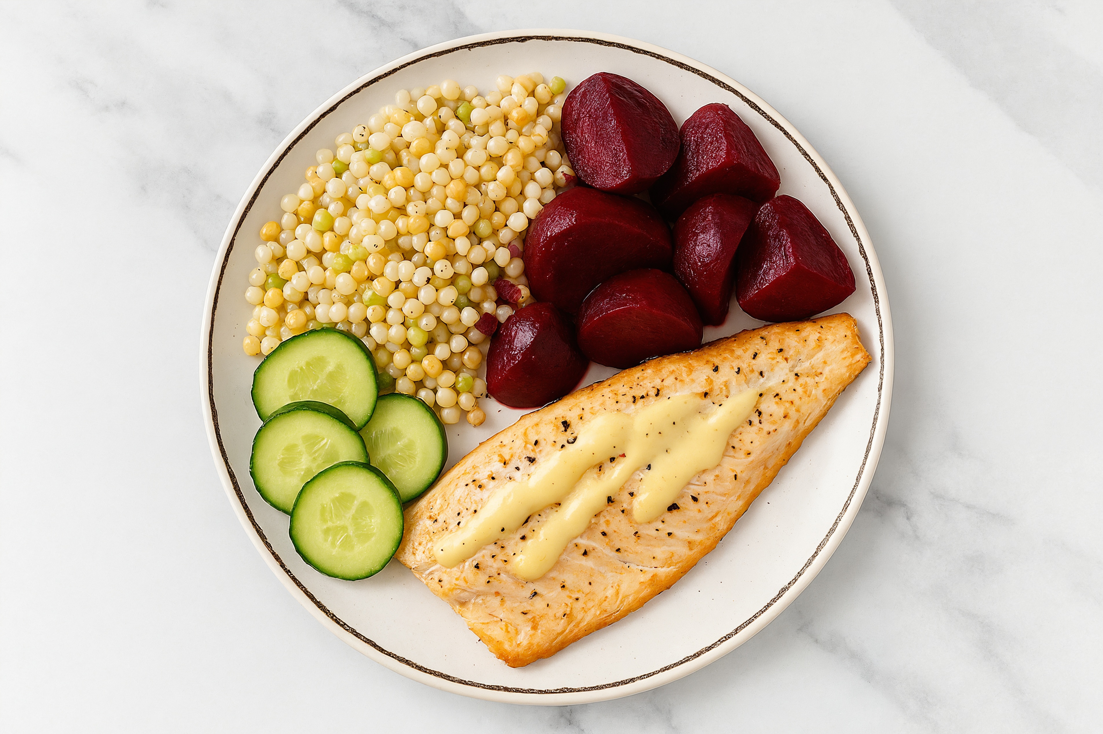 Horseradish Trout + Veggie Couscous