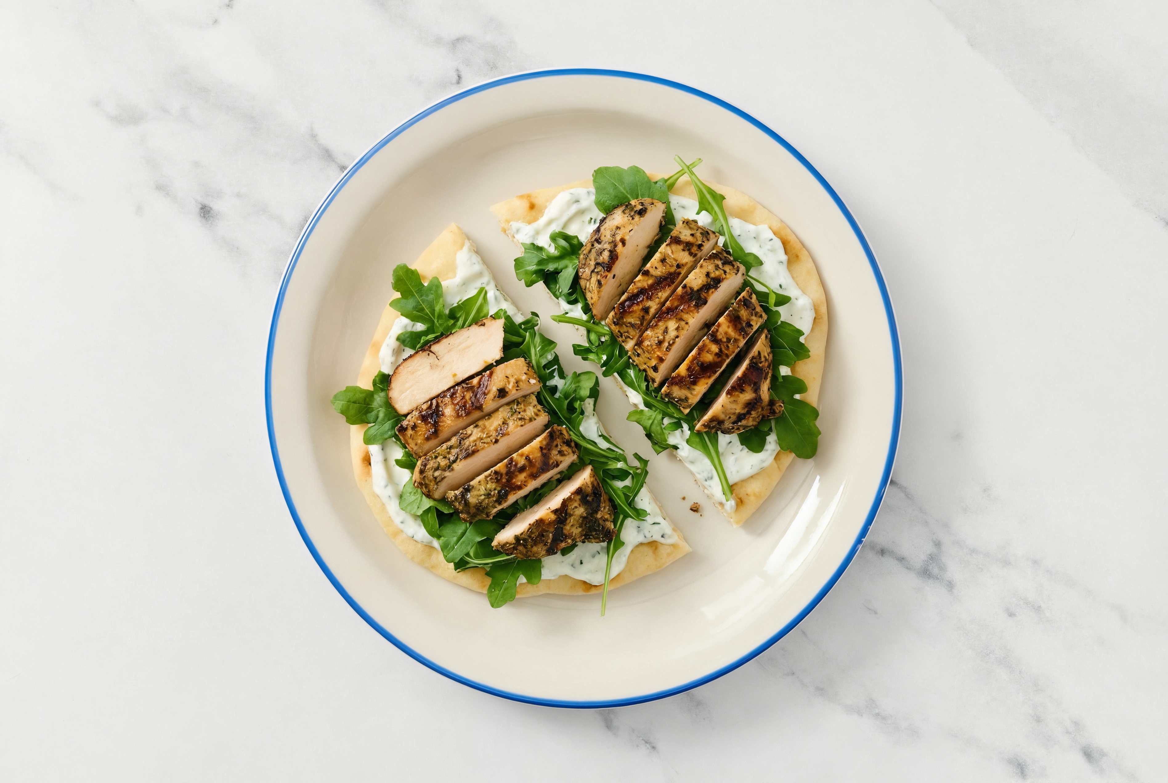 Mediterranean Grilled Breast Inspired Chicken Flatbread