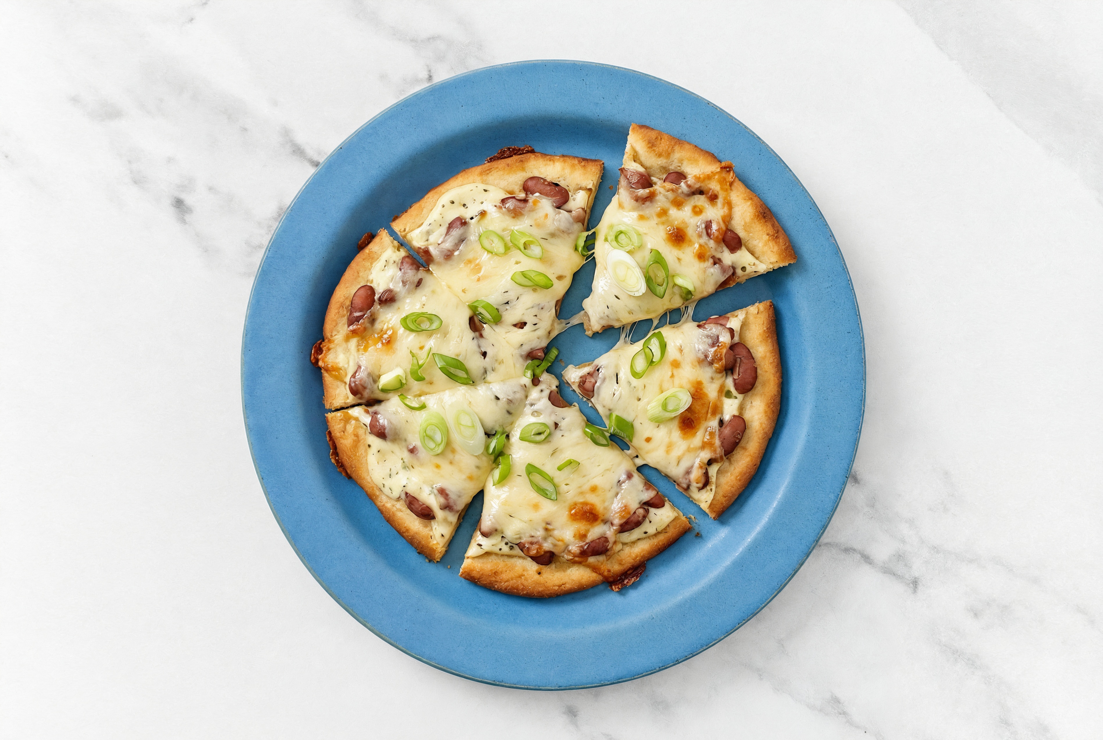 White Herb Creole Bean Pizza with Mild Havarti + Fresh Scallions