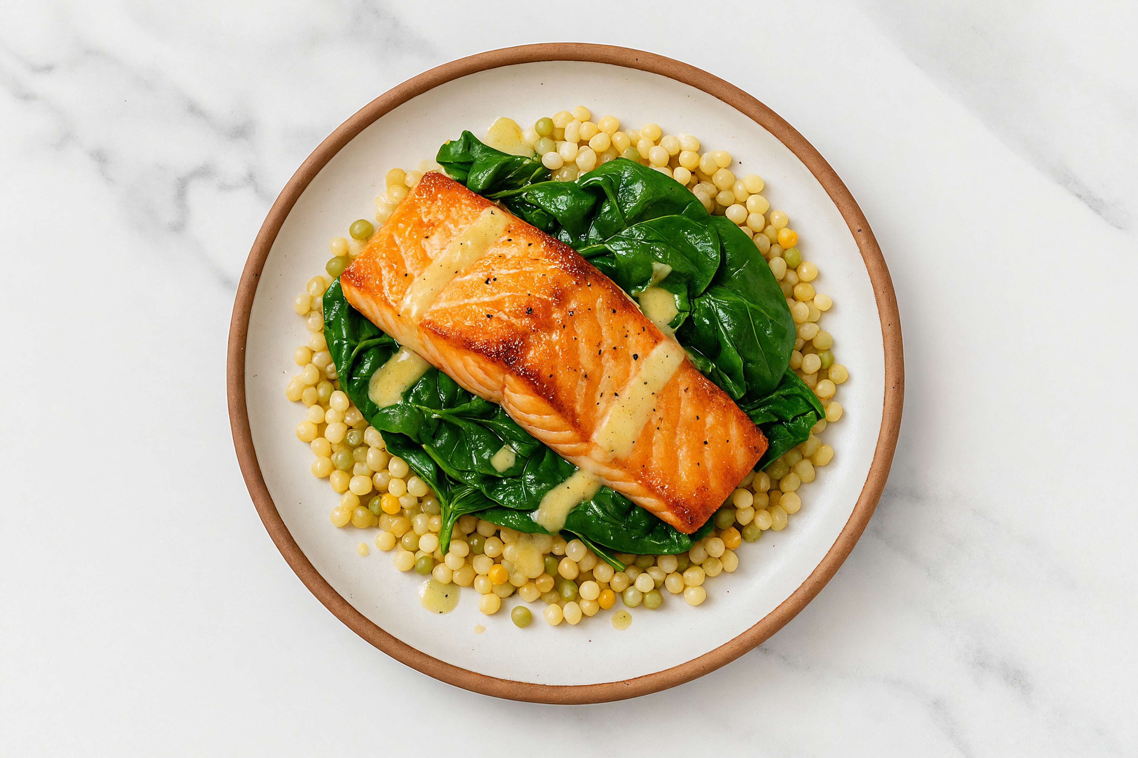 Salmon + Couscous Bowl with Baby Spinach